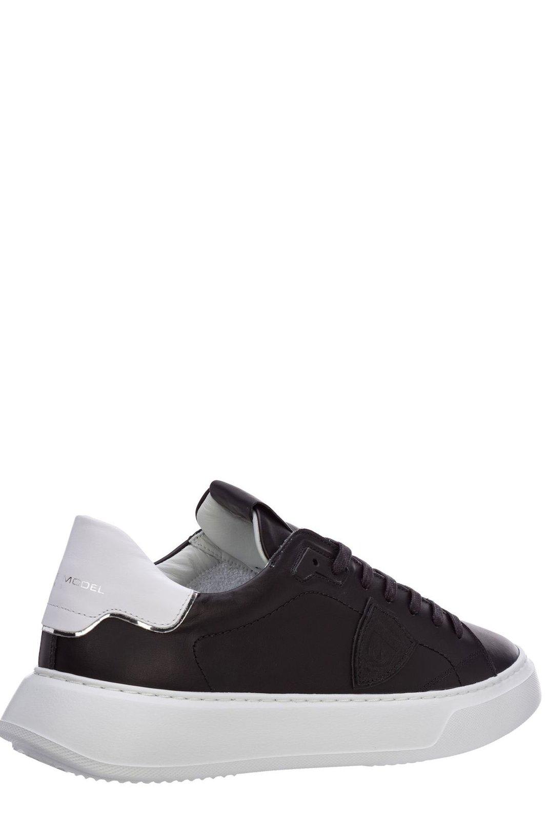 Shop Philippe Model Temple Veau Lace-up Sneakers In Nero E Bianco