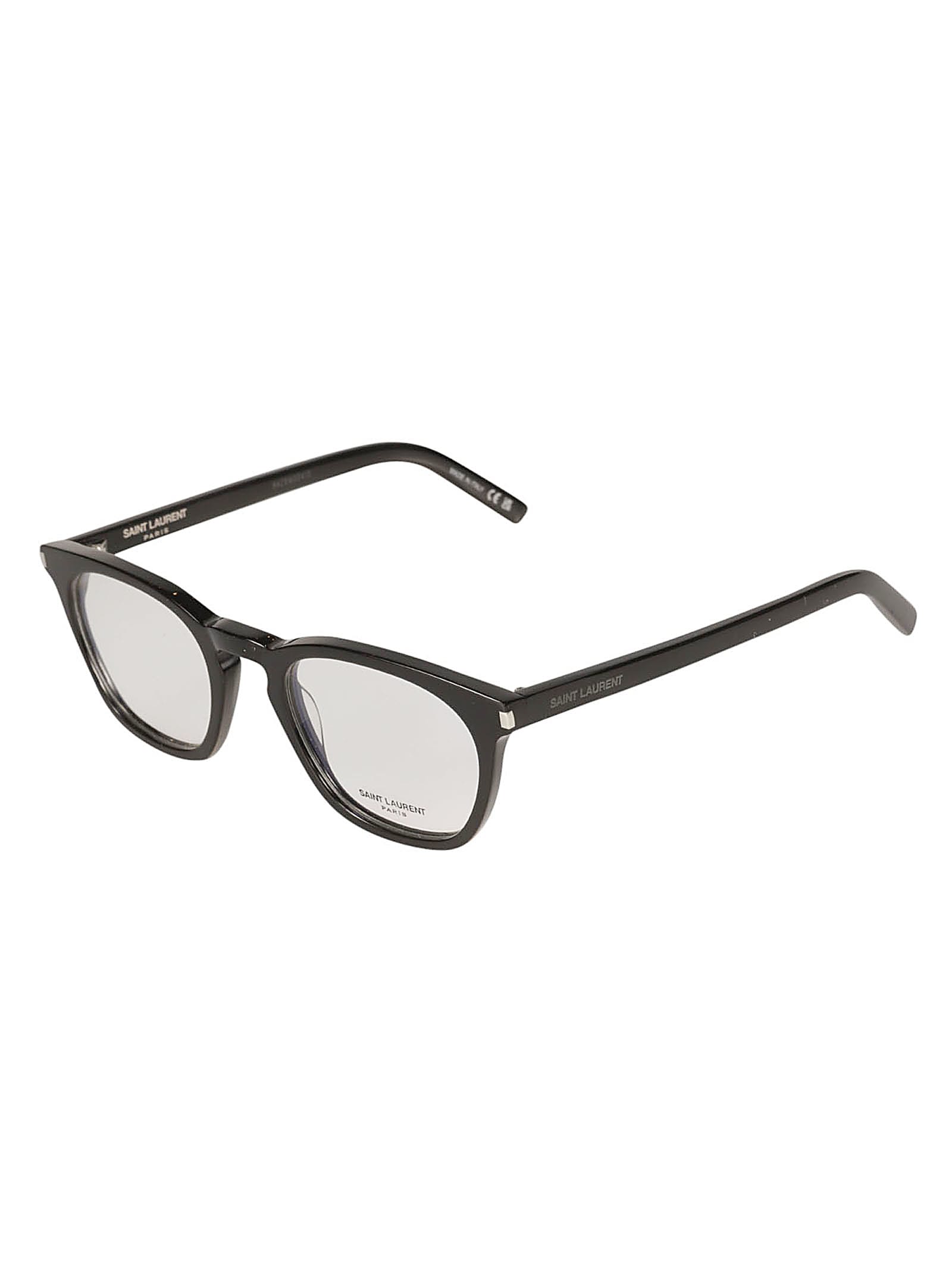 Shop Saint Laurent Round Frame Classic Glasses In Black/transparent