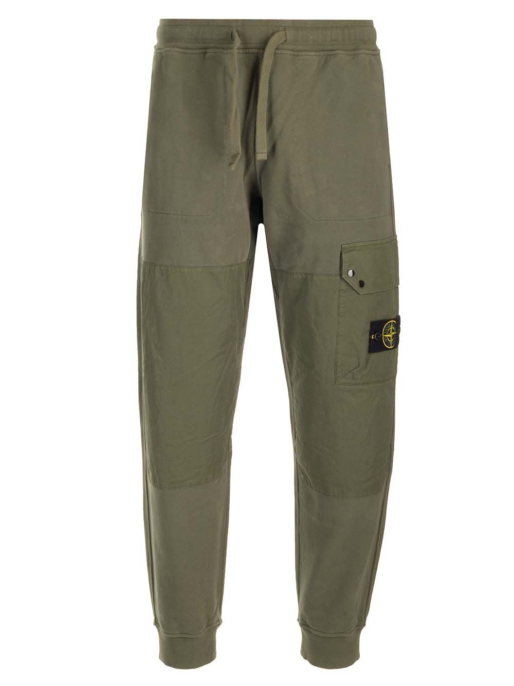 Shop Stone Island Logo Patch Cargo Jogging Pants In Muschio