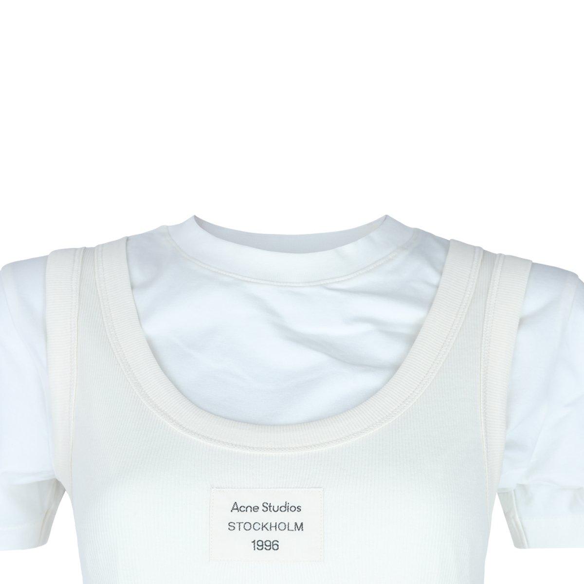 Acne Studios Off-white Layered T-shirt In Bianco