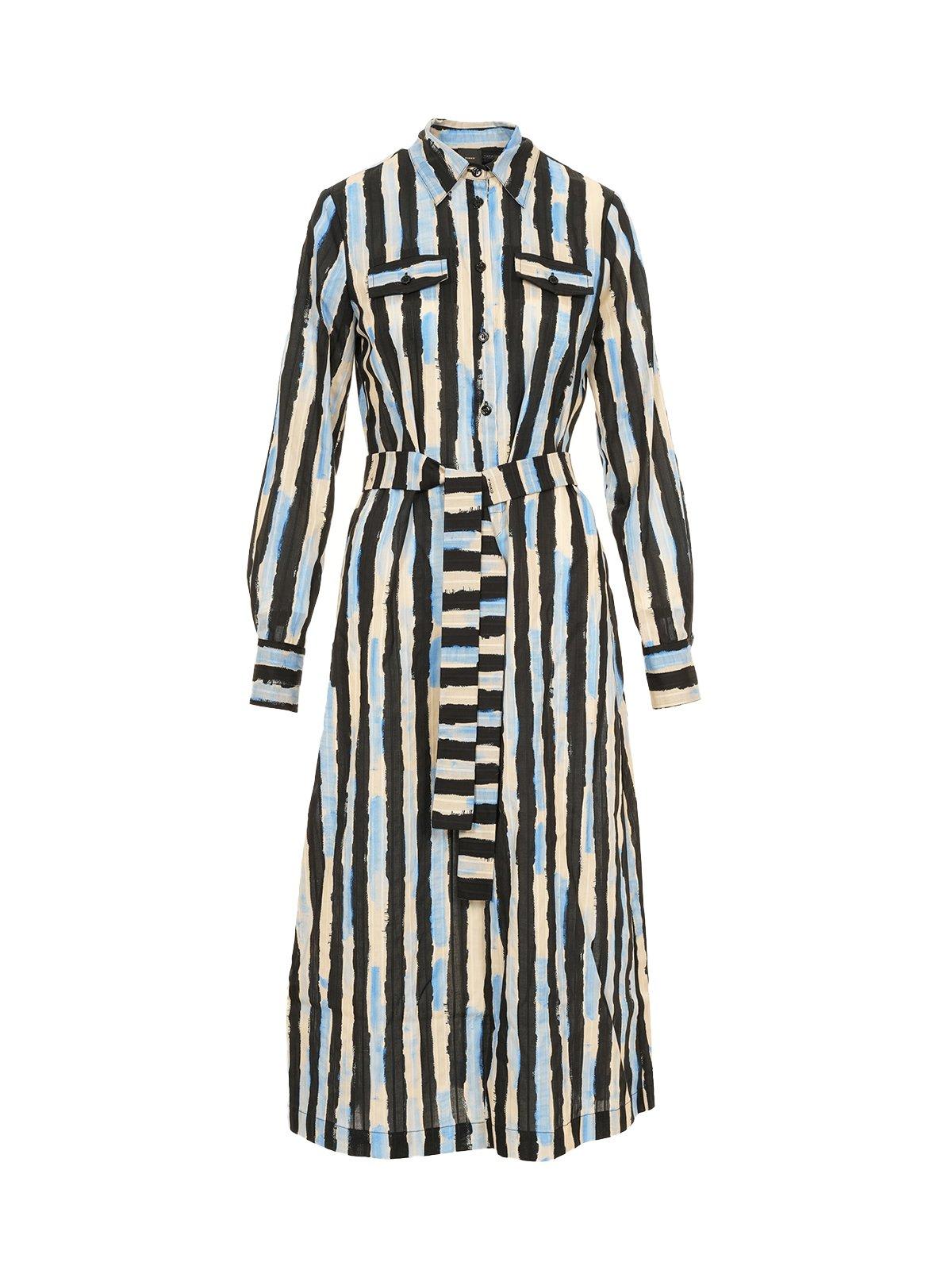 Paint-stripe Printed Midi Shirt Dress