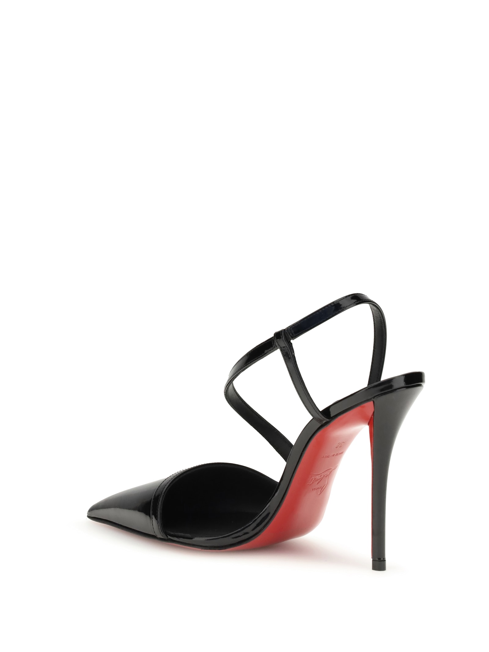 Christian Louboutin Rosa Z 100 Patent Leather Slingback Pumps In Black