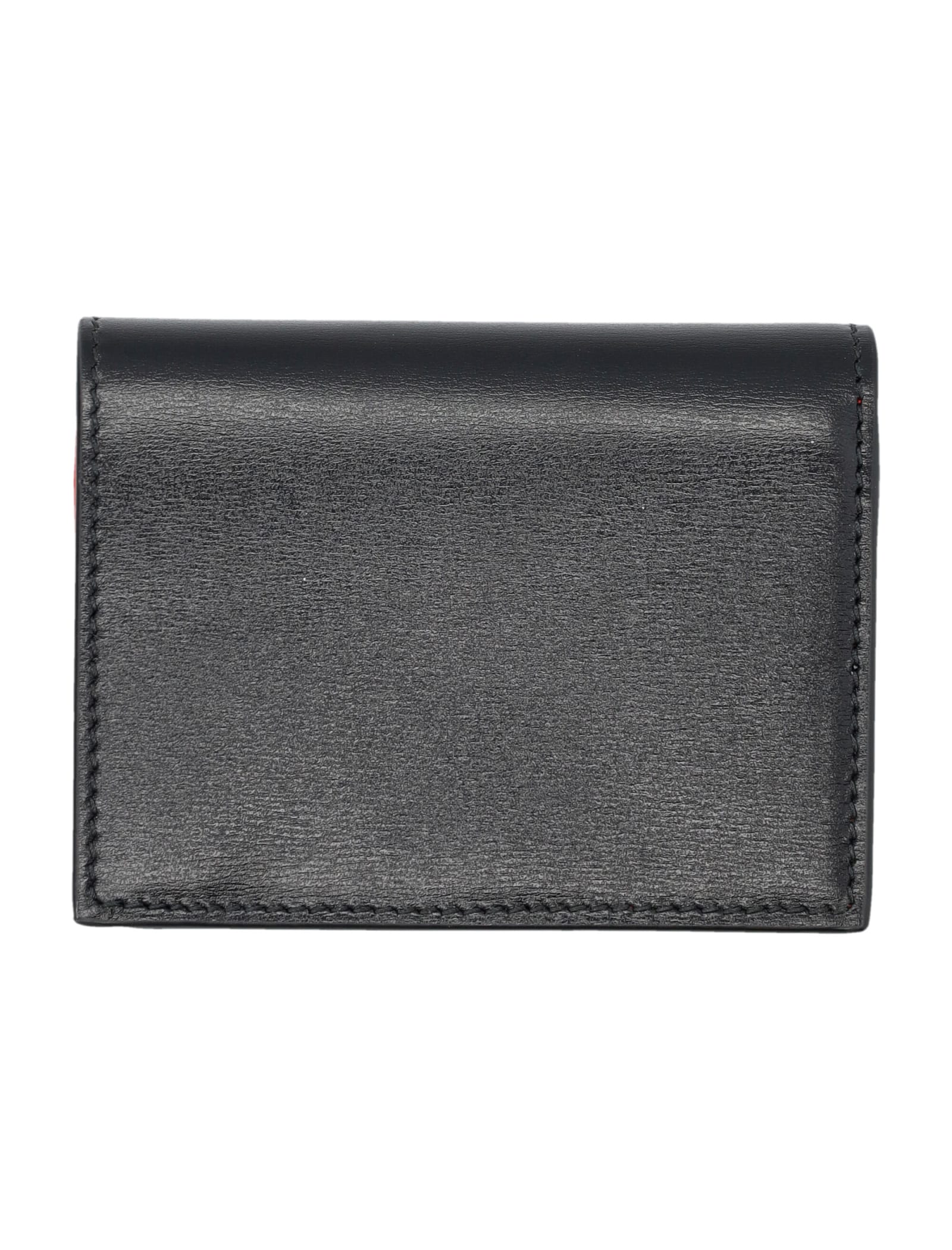 Shop Ferragamo Double Gancio Bicolor Wallet In Nero + Flame Red