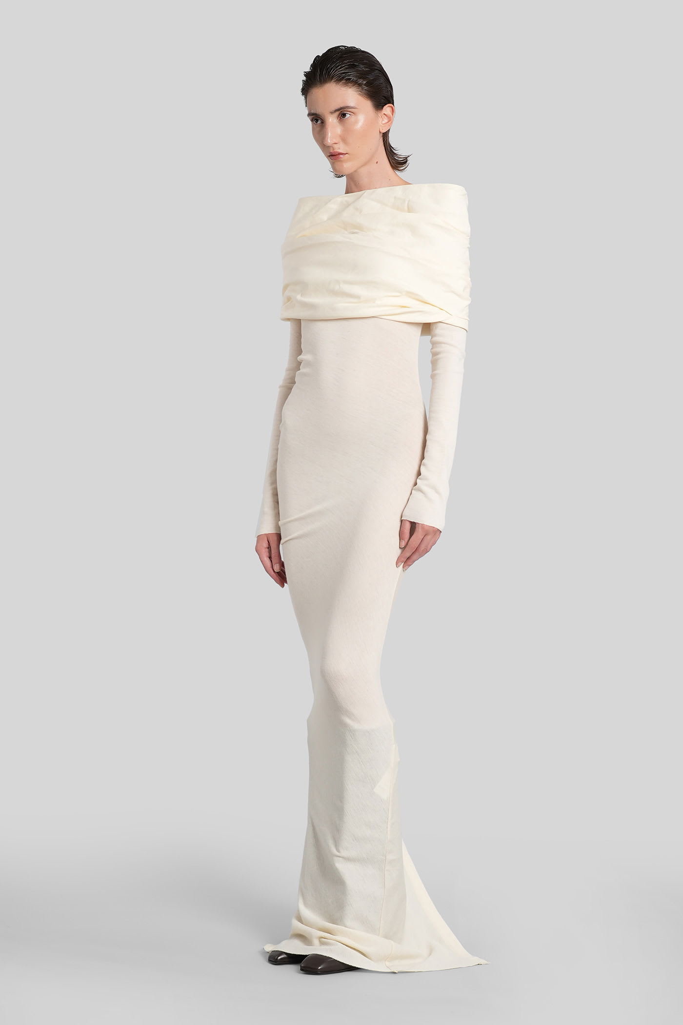 Entire Studios Cavalier Dress In Beige Wool In White