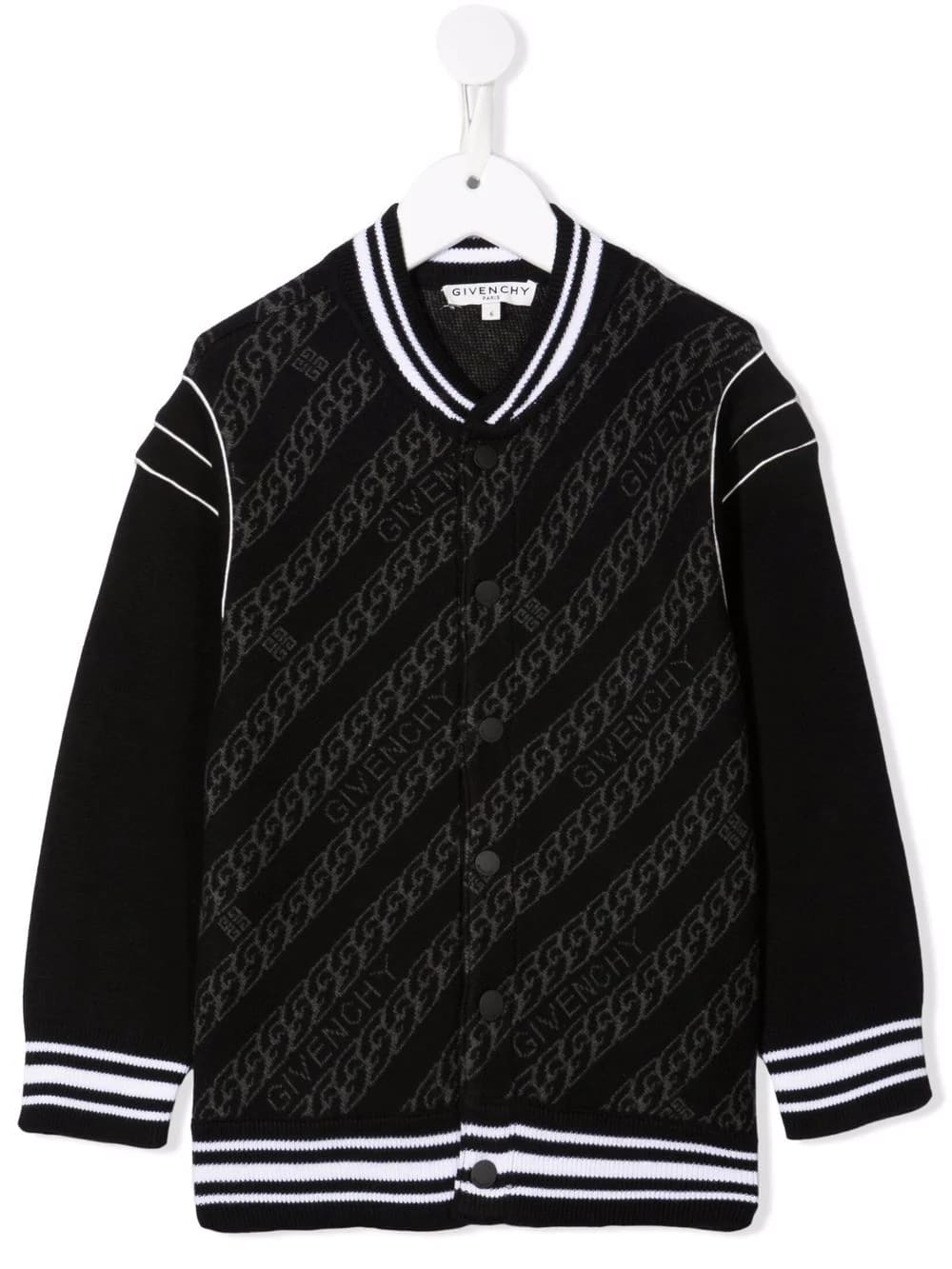 Givenchy Kids Black Cardigan With 4g Logo And G Chain Motif