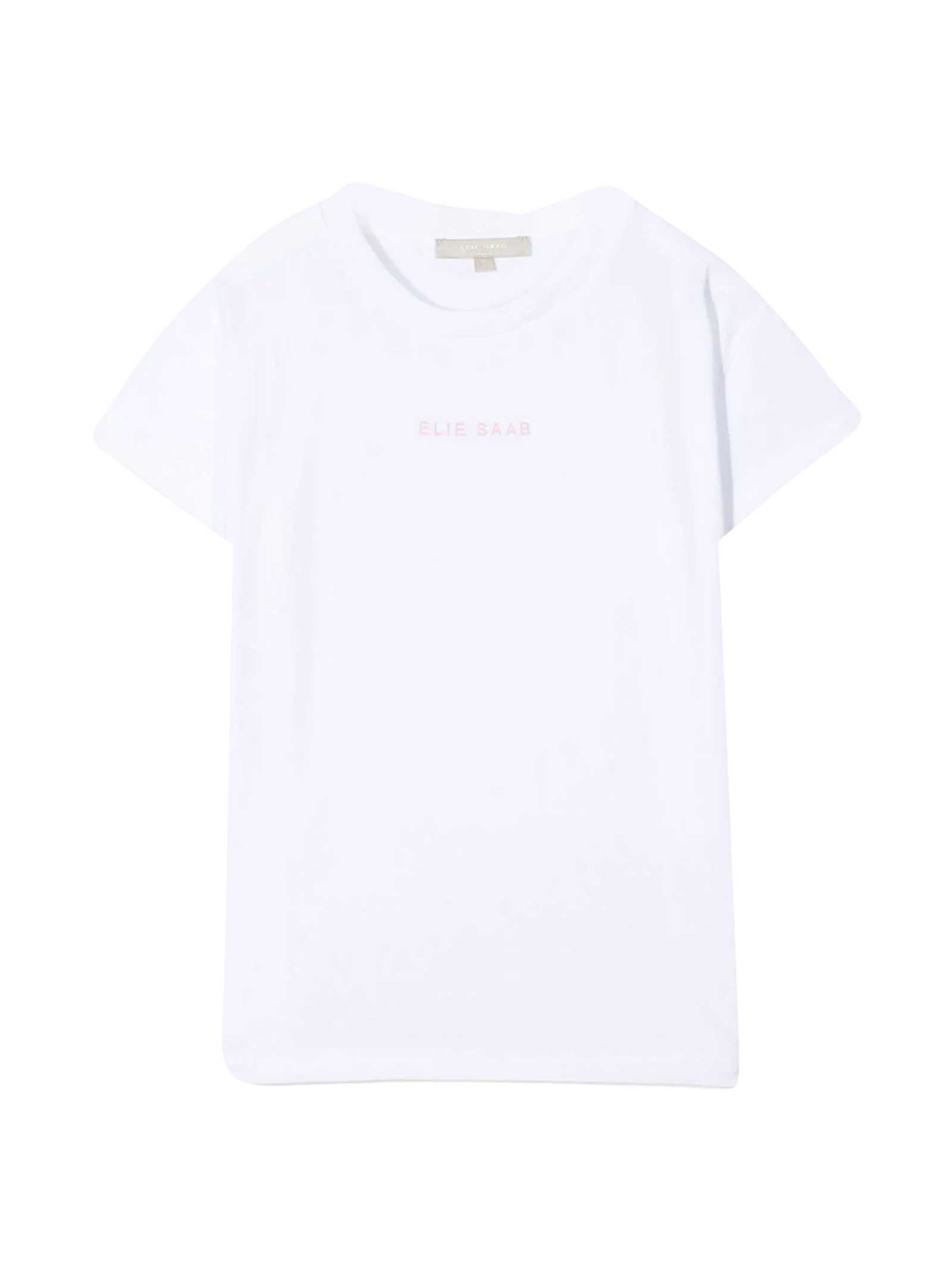 Elie Saab White Teen T-shirt With Print In Bianco/rosa