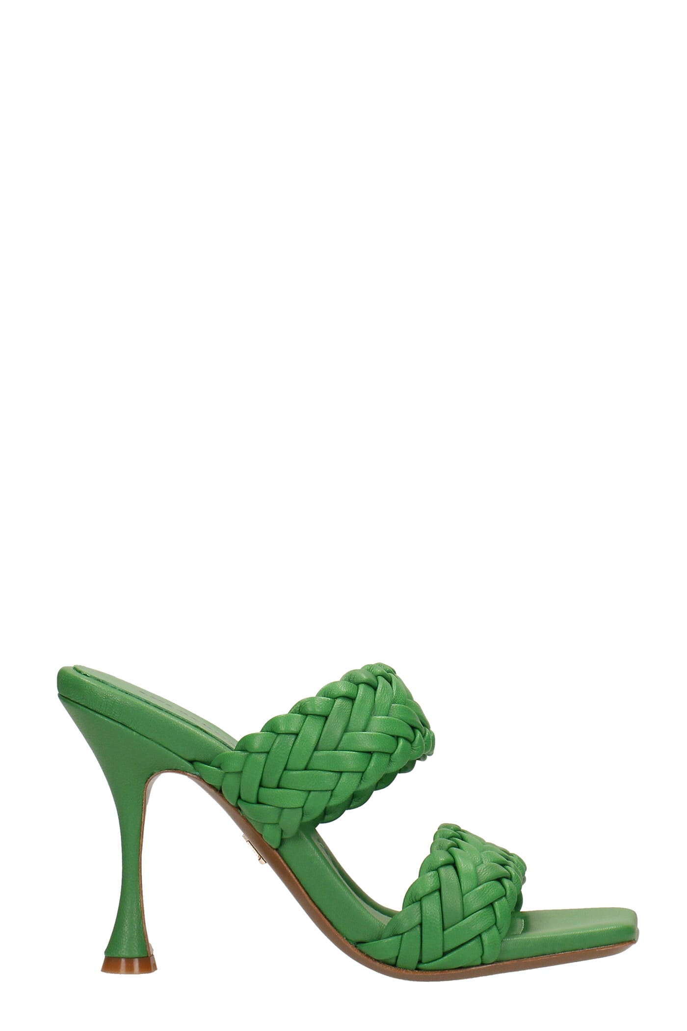 lola cruz sandals in green leather