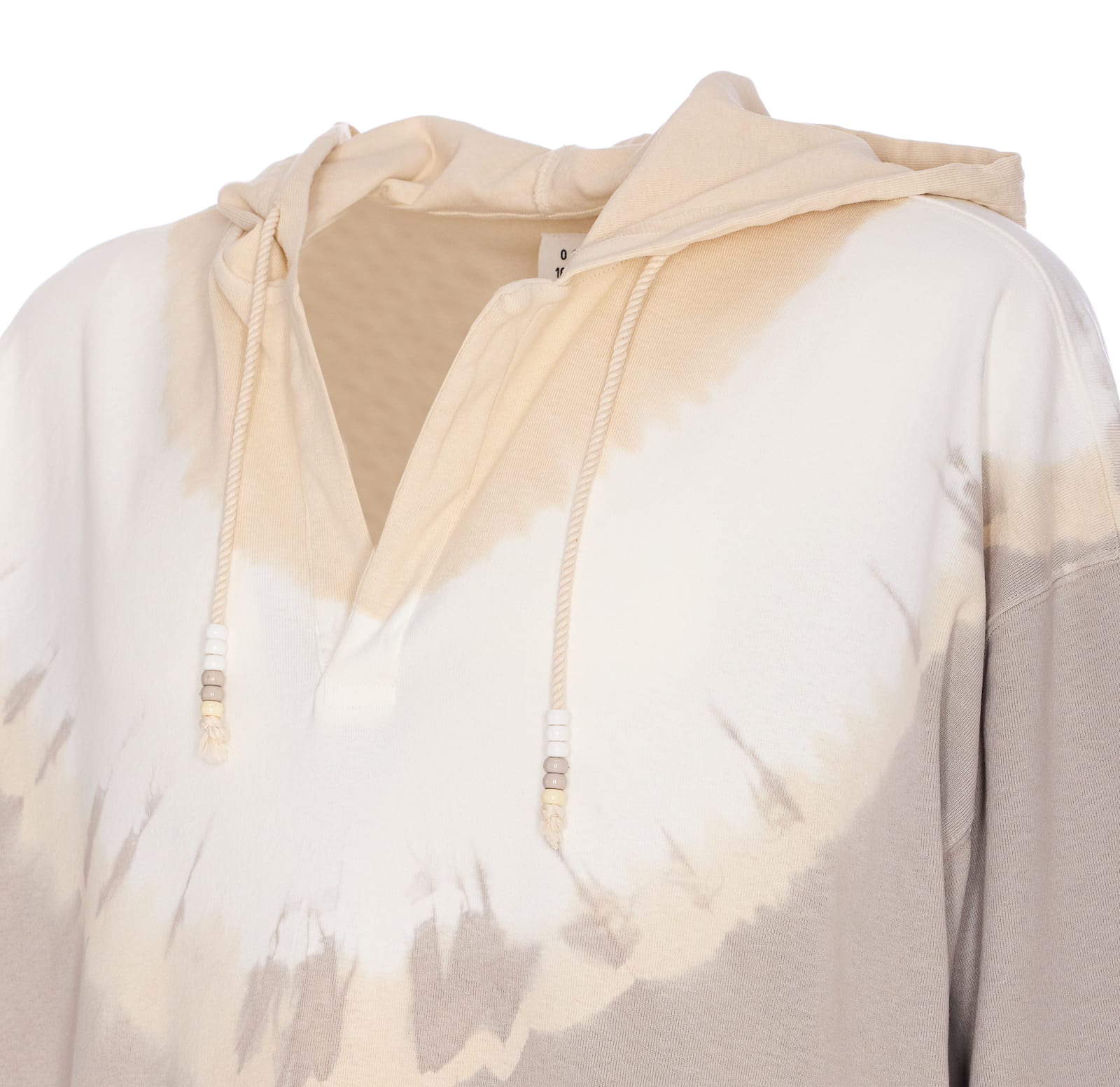 Mm6 Maison Margiela Hoodie With Tie-dye Pattern And Kangaroo Pocket In Neutral
