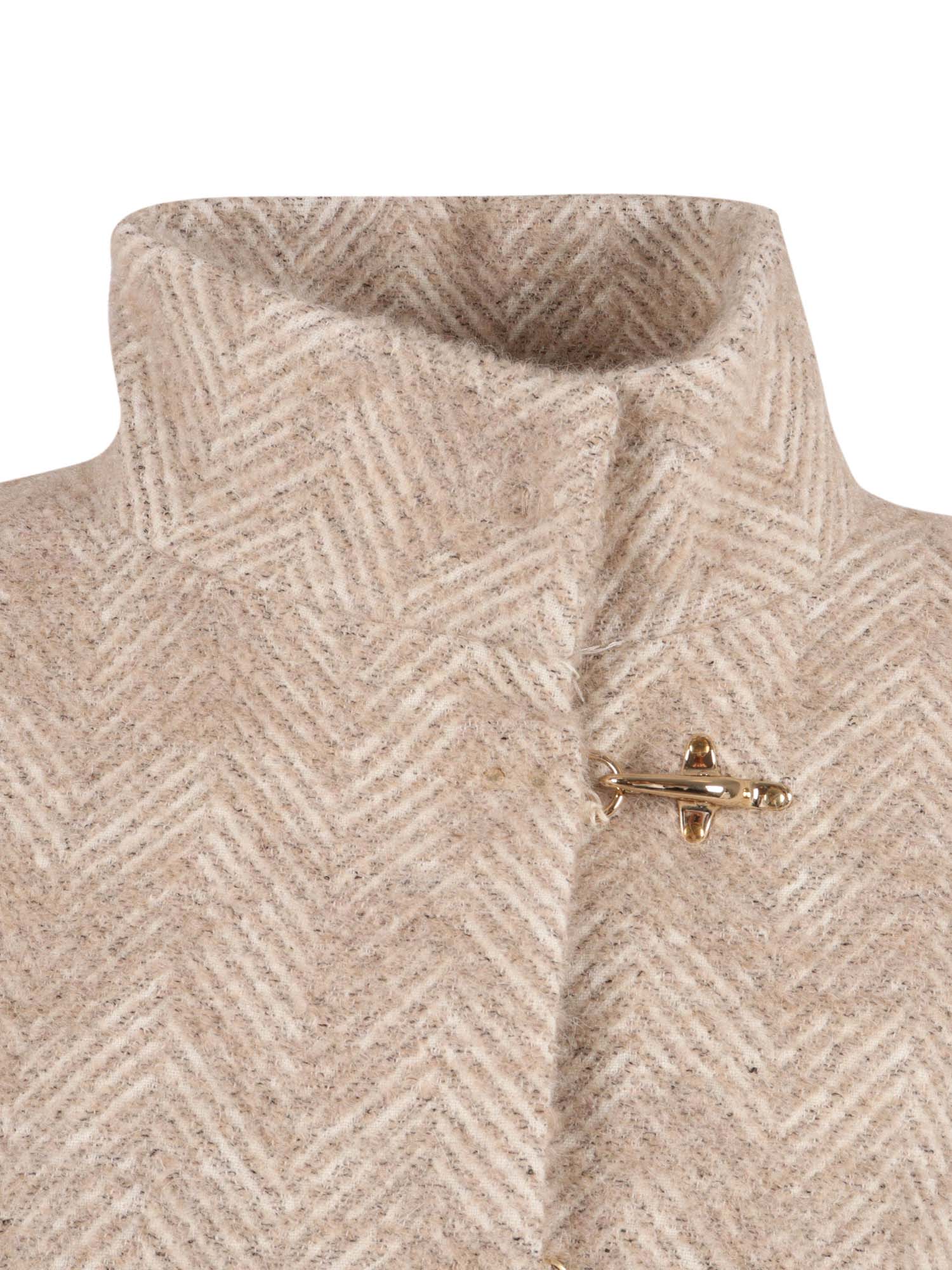 Fay Tailored Cape With Stand-up Collar And Hidden Closure In Neutral