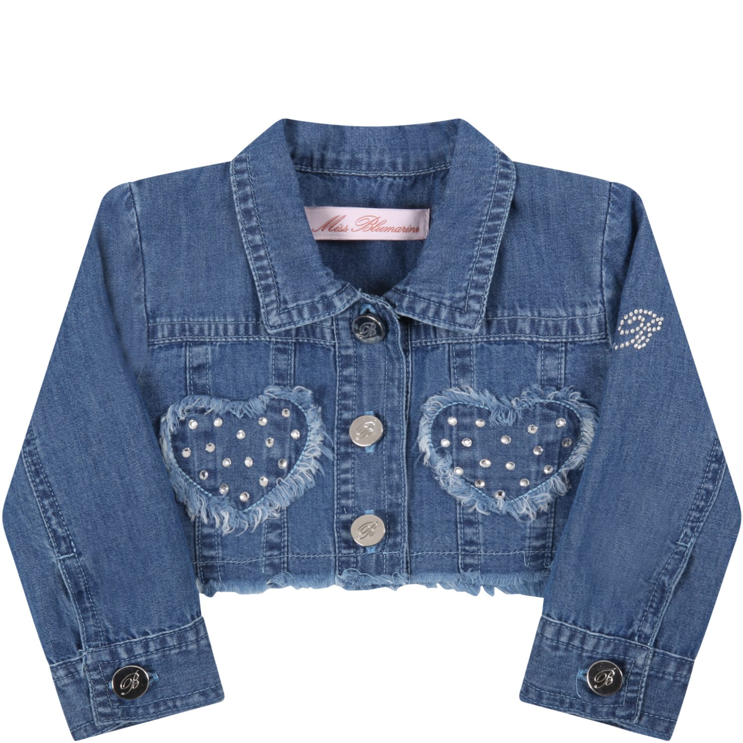 Blumarine Blue Jacket For Babygirl With Hearts