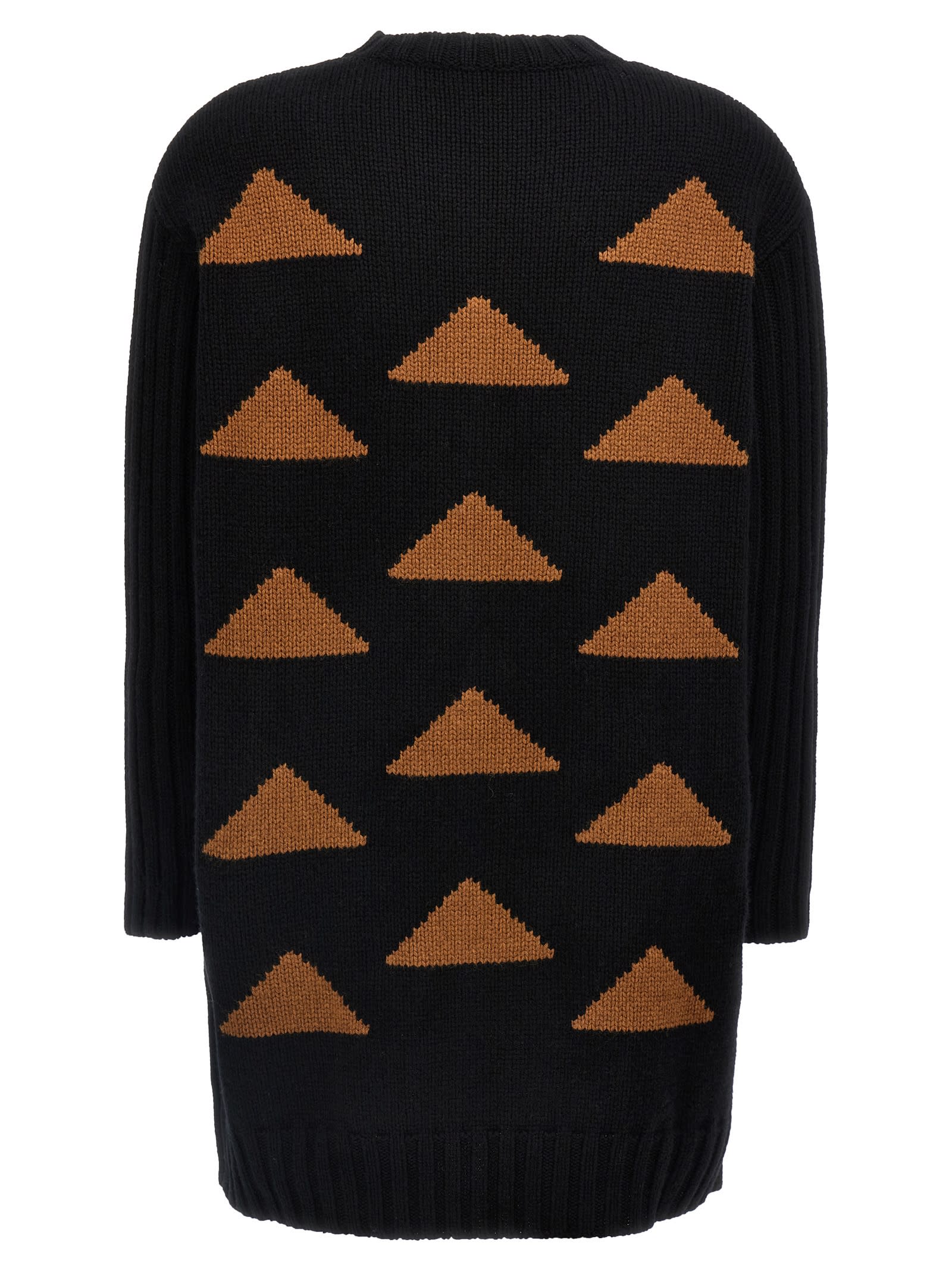 Max Mara Intarsia Wool And Cashmere Dress In Black