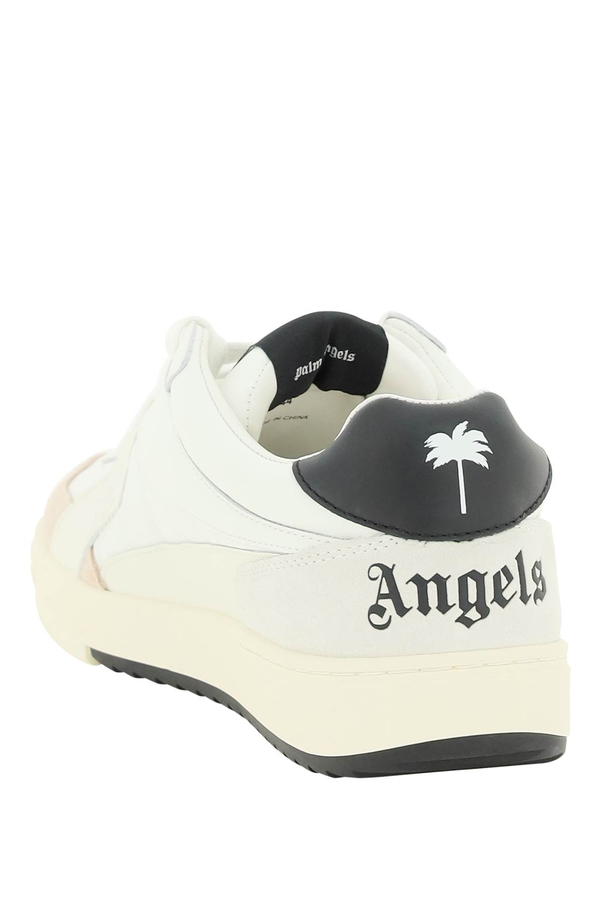 Shop Palm Angels Palm University Leather Sneakers In Bianco/nero