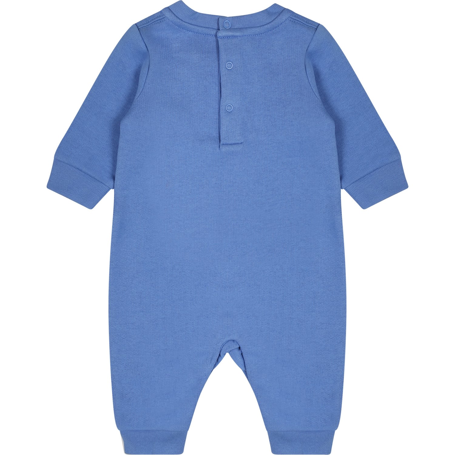 Shop Ralph Lauren Light Blue Babygrow For Baby Boy With Polo Bear