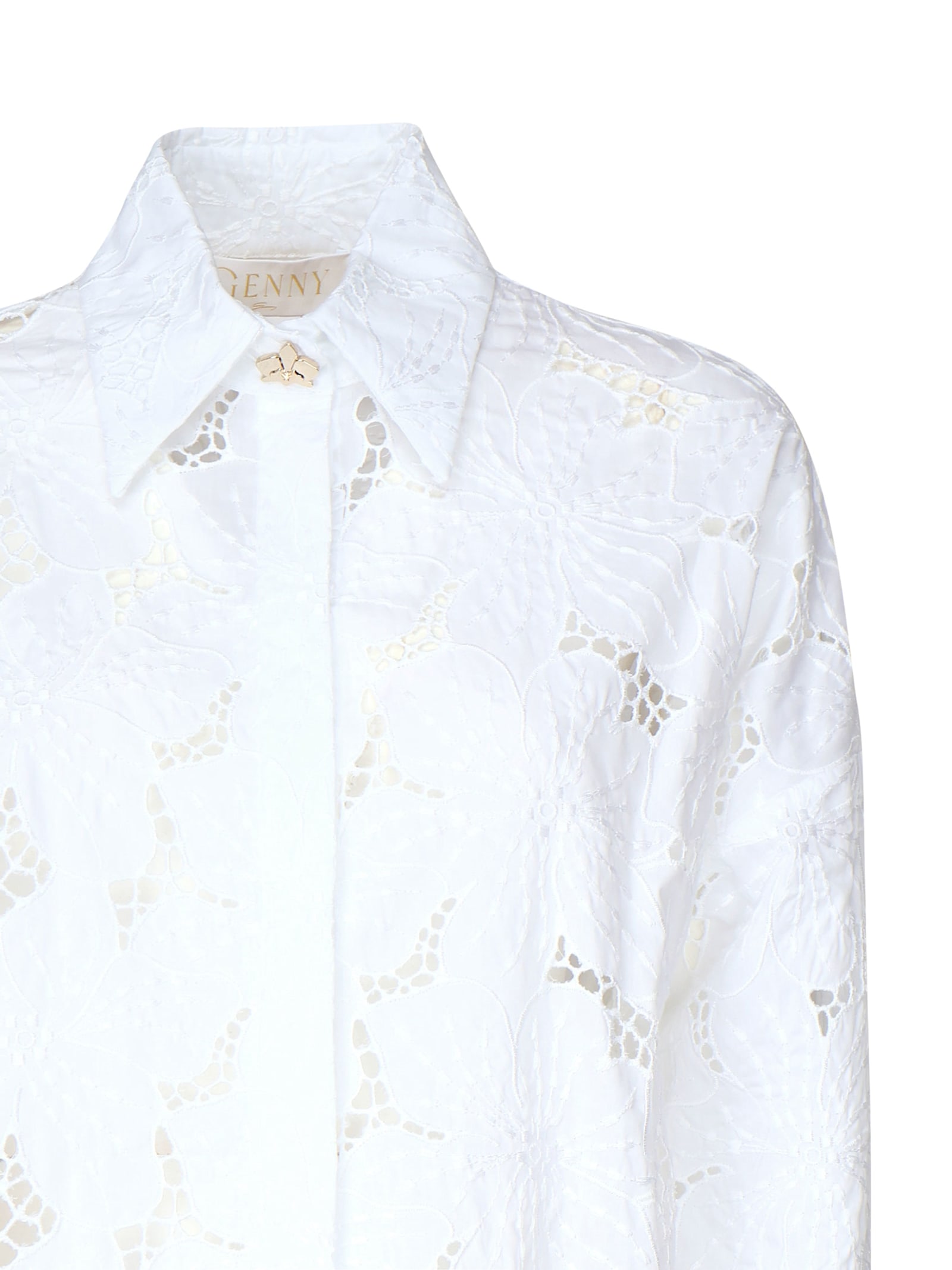 Shop Genny Shirt With Orchid Embroidery In White