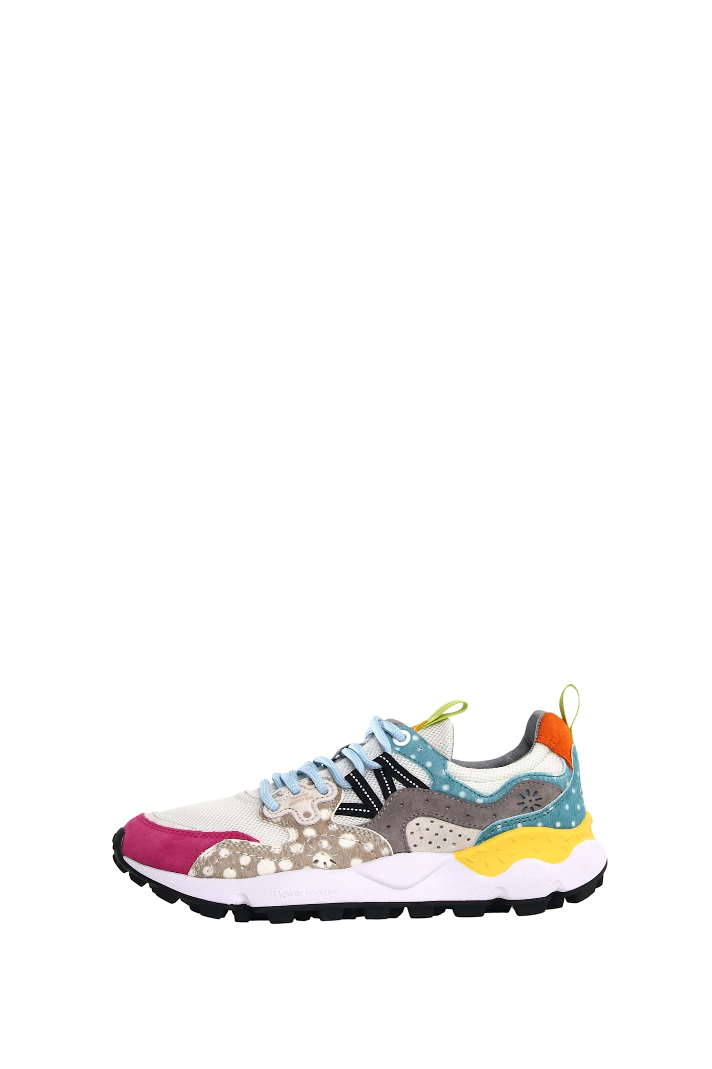 Flower Mountain Dynamic Multicolored Suede Sneakers With Trekking Laces In Purple
