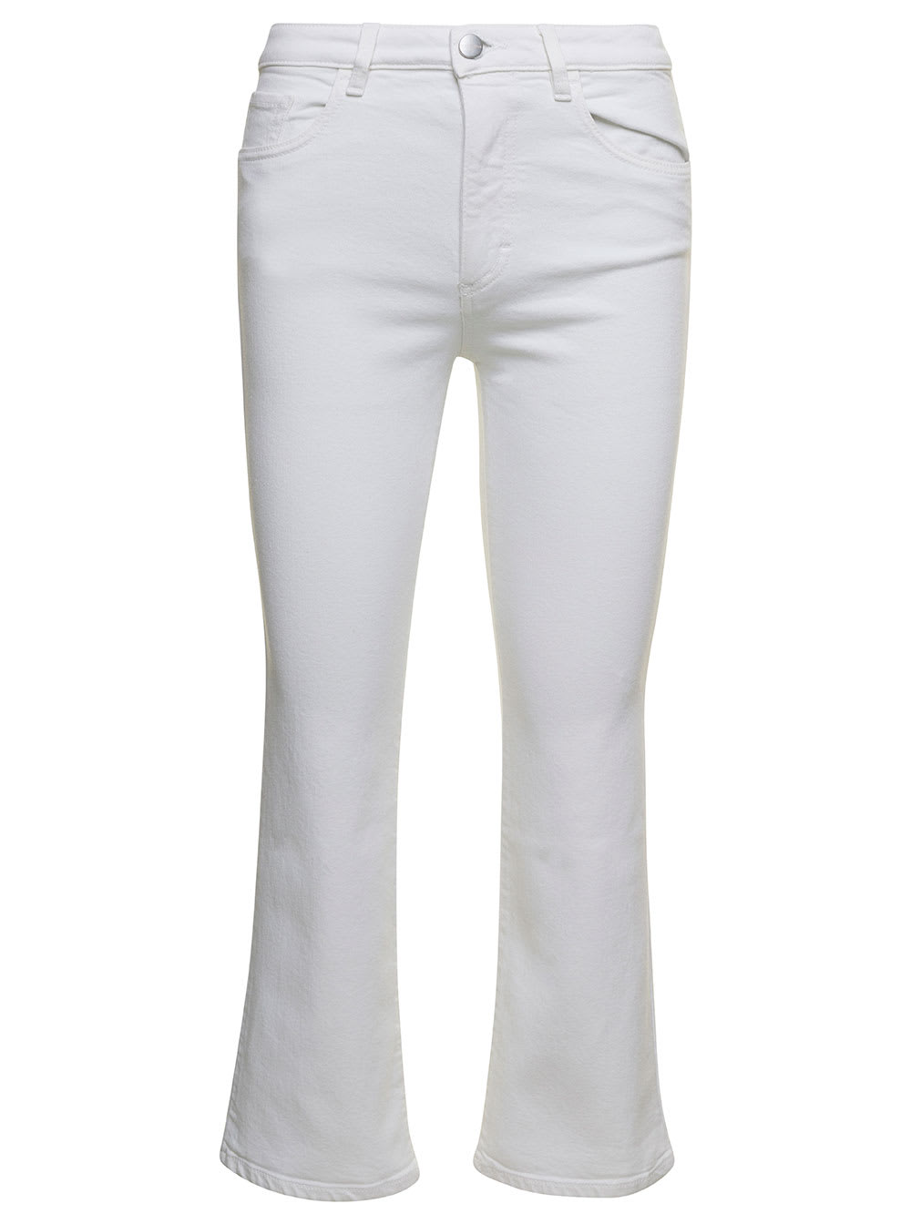Shop Icon Denim Pam White Five-pockets Flared Jeans In Cotton Blend Denim Woman