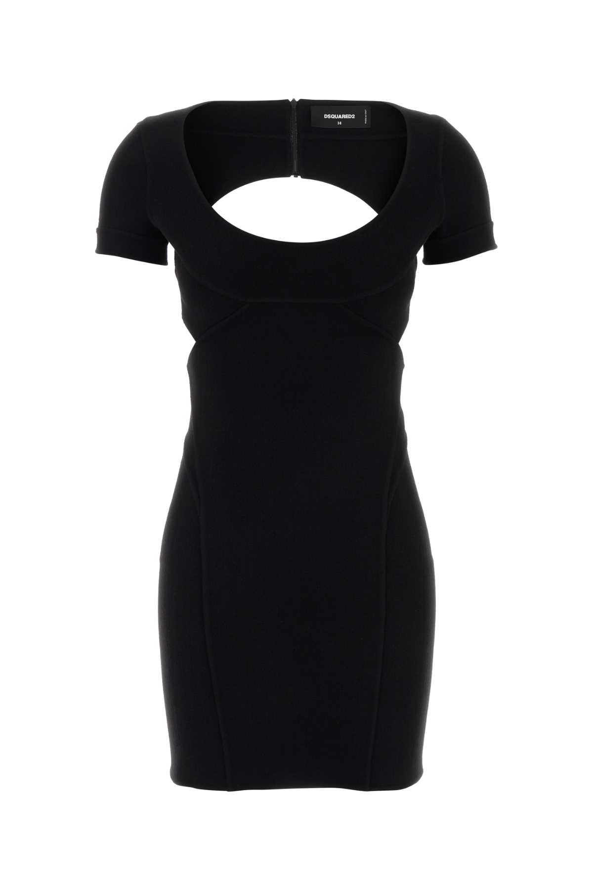 Dsquared2 Black Stretch Wool Blend Mini Dress