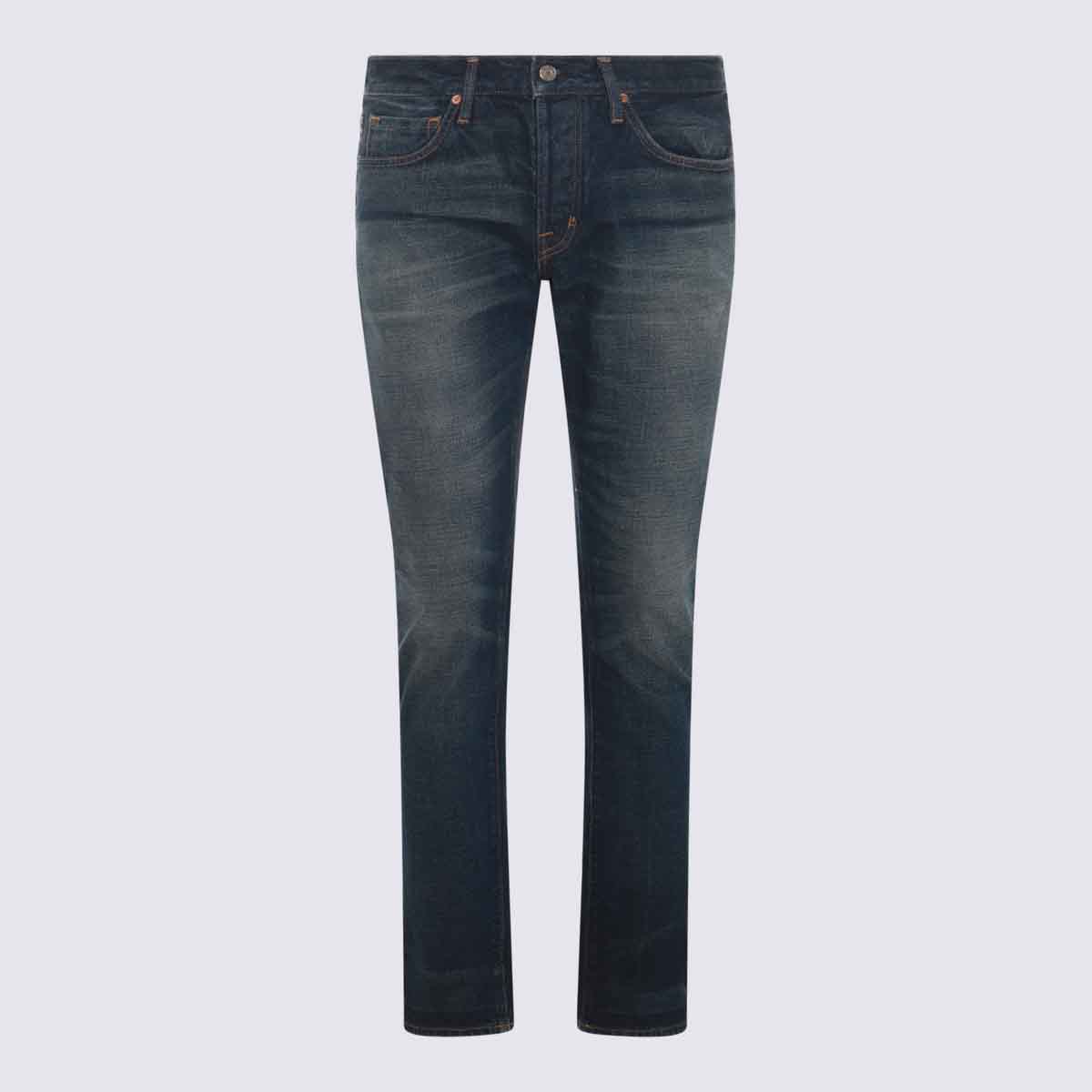 Shop Tom Ford Blue Cotton Denim Jeans