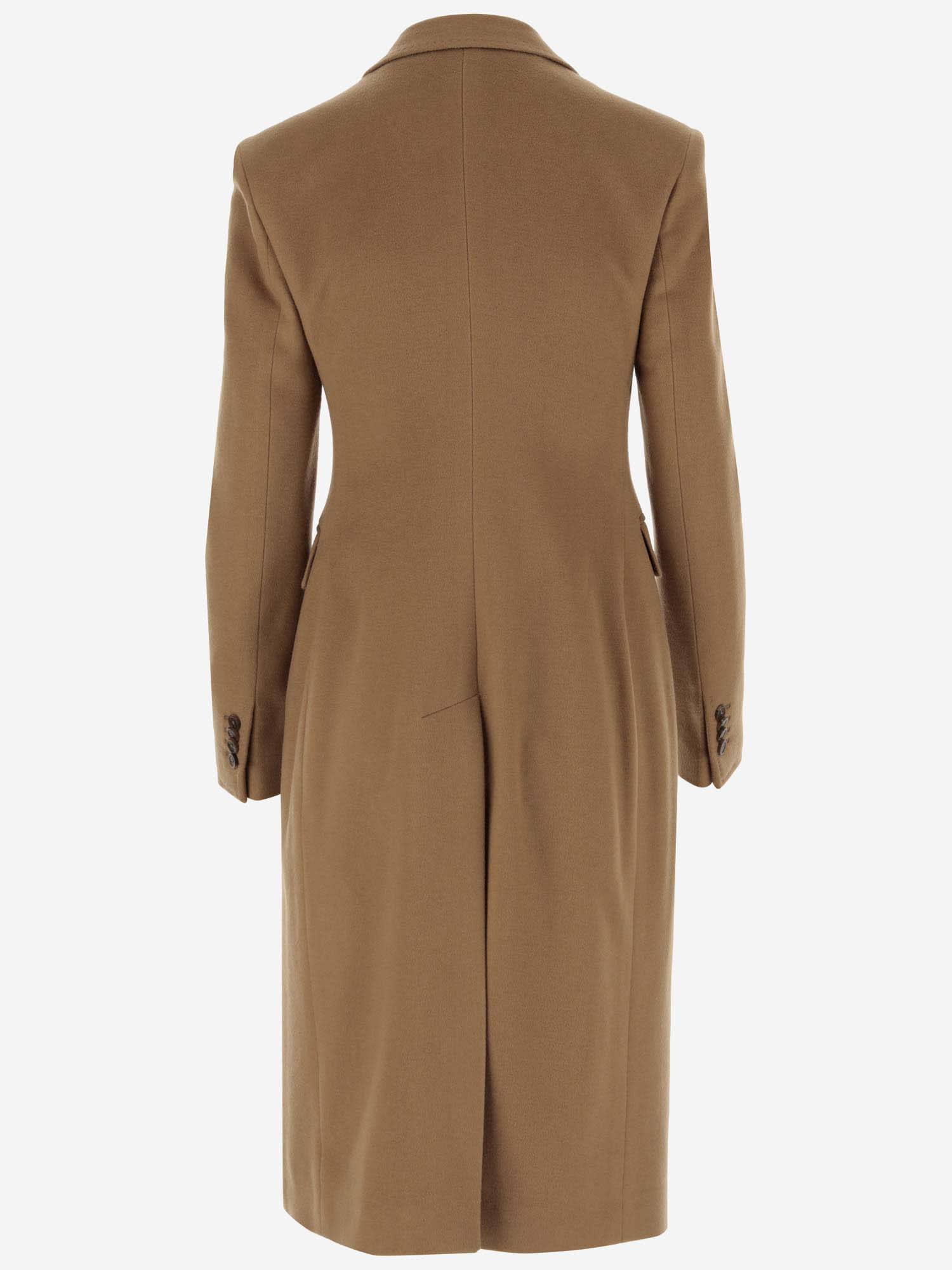 Tagliatore Angora And Wool Double-breasted Coat In Brown