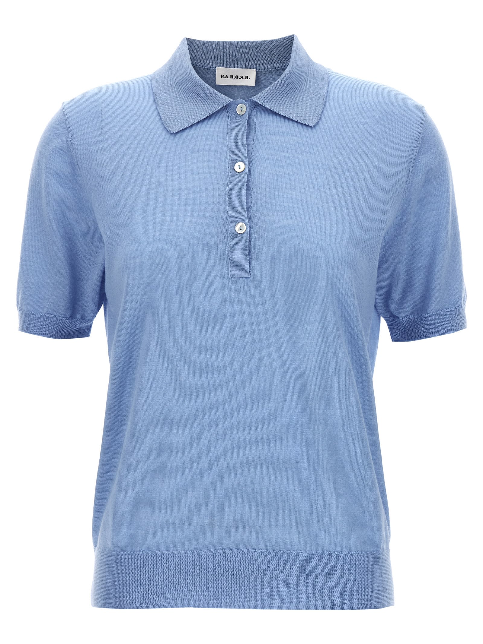 Shop P.a.r.o.s.h Knitted Polo Shirt In Light Blue