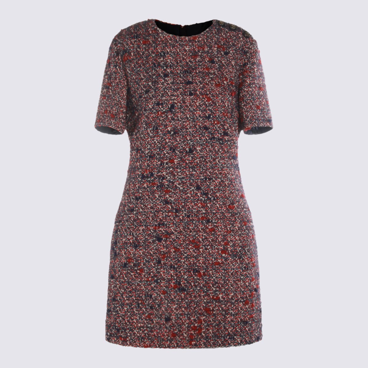Gucci Textured Wool Dress Featuring Signature Buttons In Red