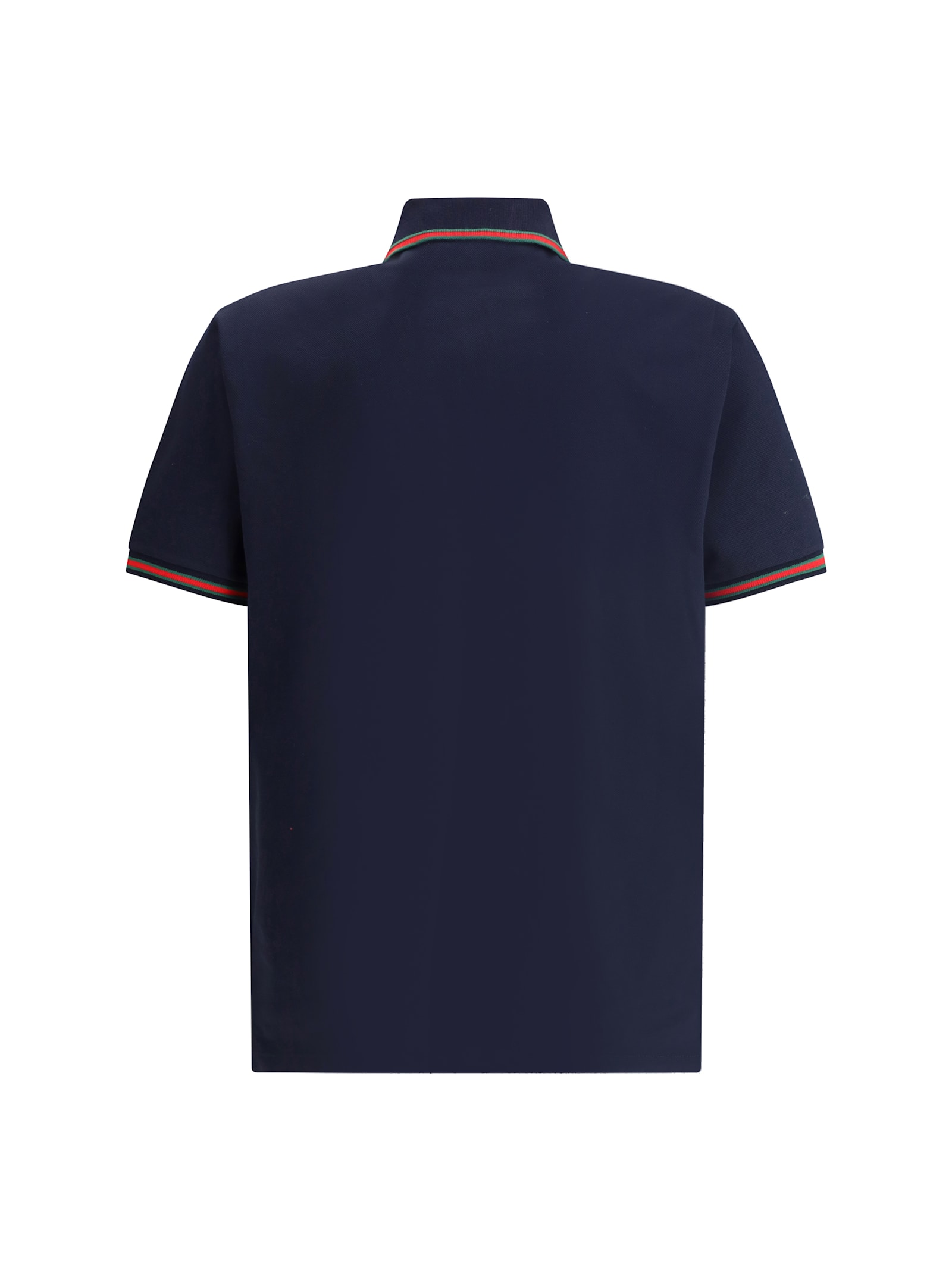 Gucci Knitted Wool Polo Shirt With Web Pattern In Black