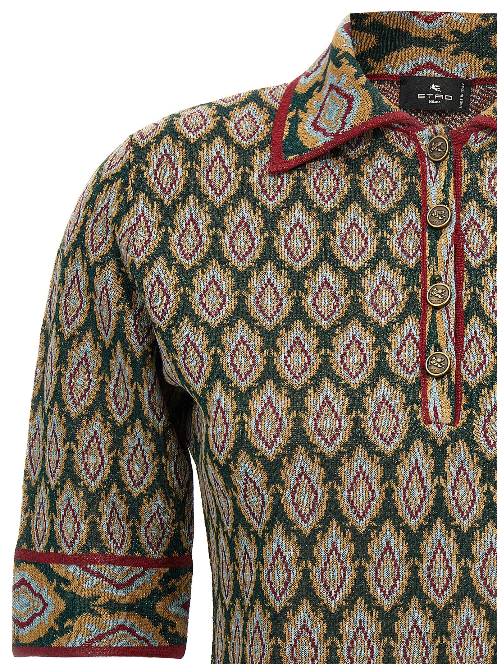 Shop Etro Jacquard Polo Shirt In Multicolor