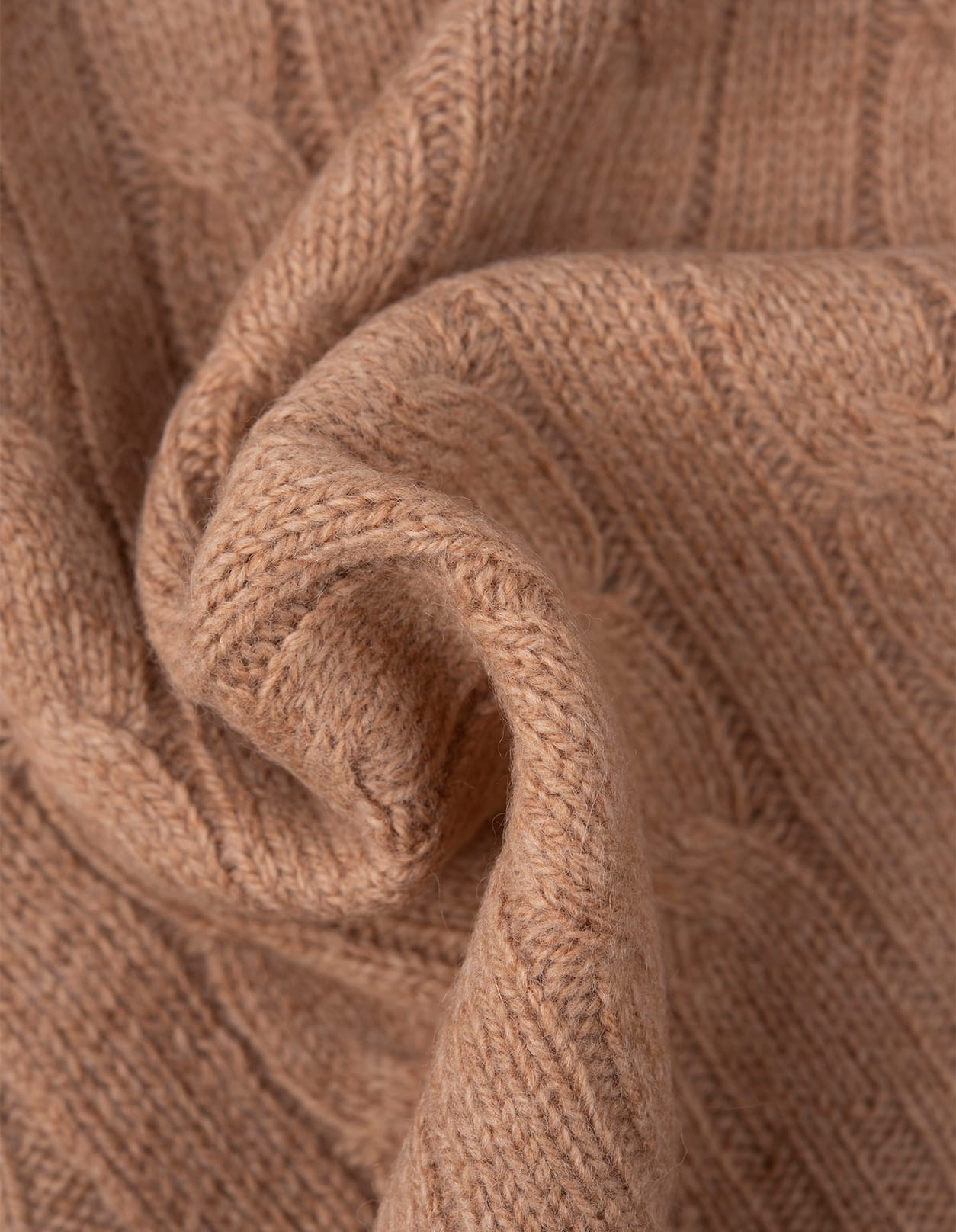 Ralph Lauren Beige Cable-knit Wool-cashmere Scarf In Brown