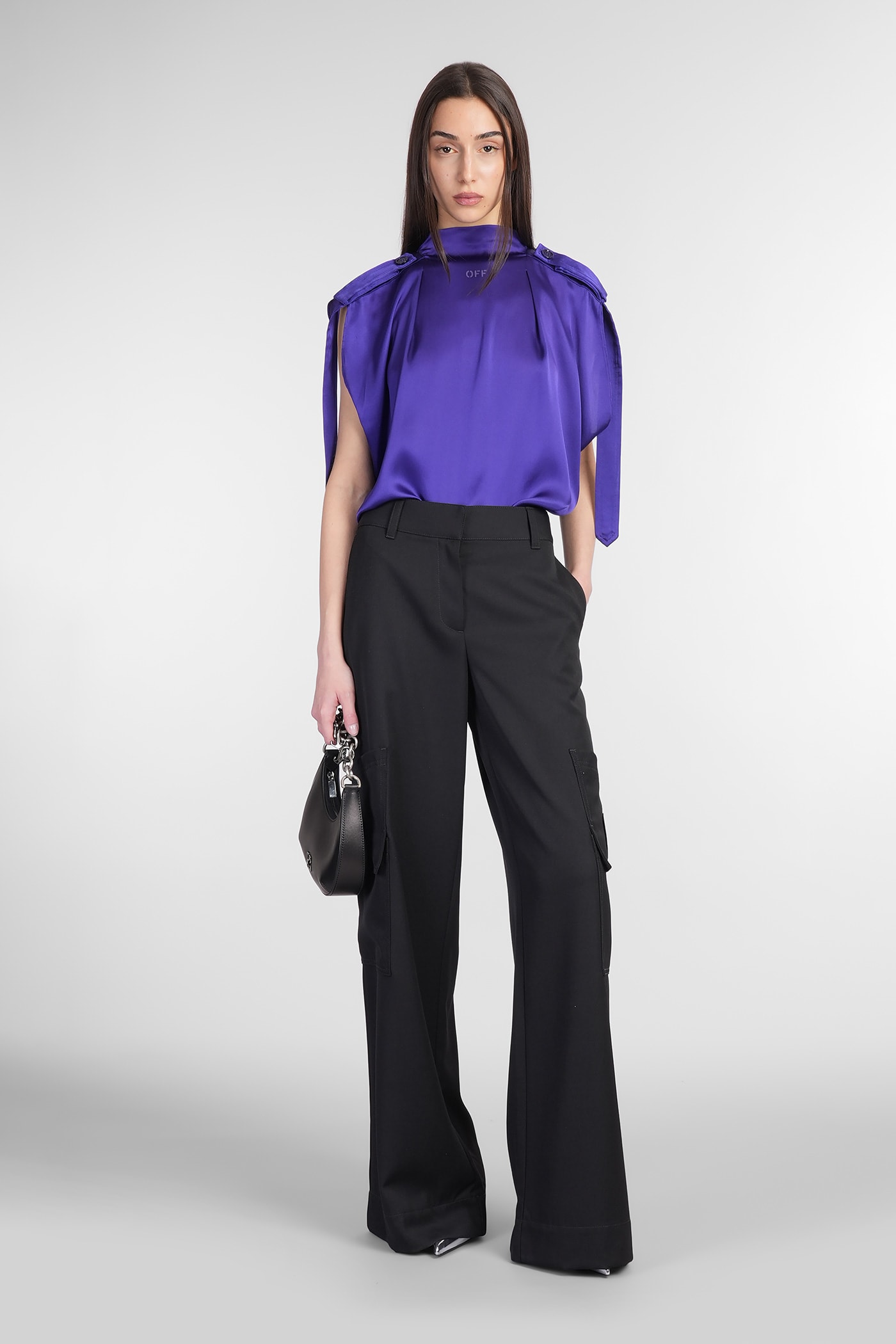 Off-white Logo-embroidered Blouse In Viola