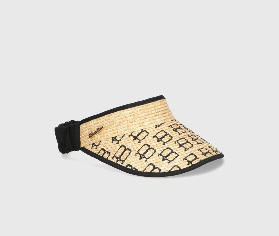 Borsalino Monogram Woven Visor Cap In Natural