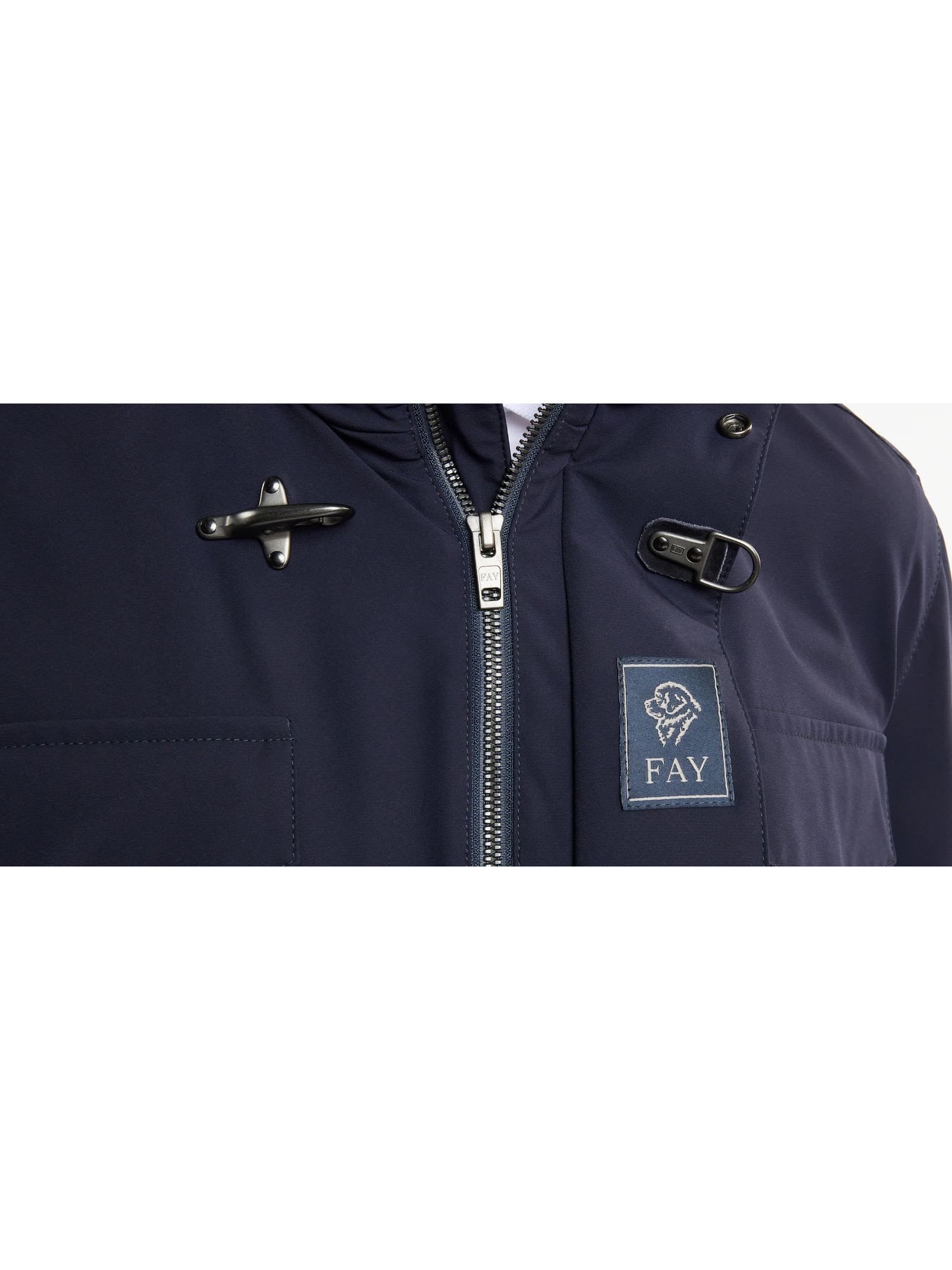 Fay Short Nylon Stretch Field Jacket In Blue
