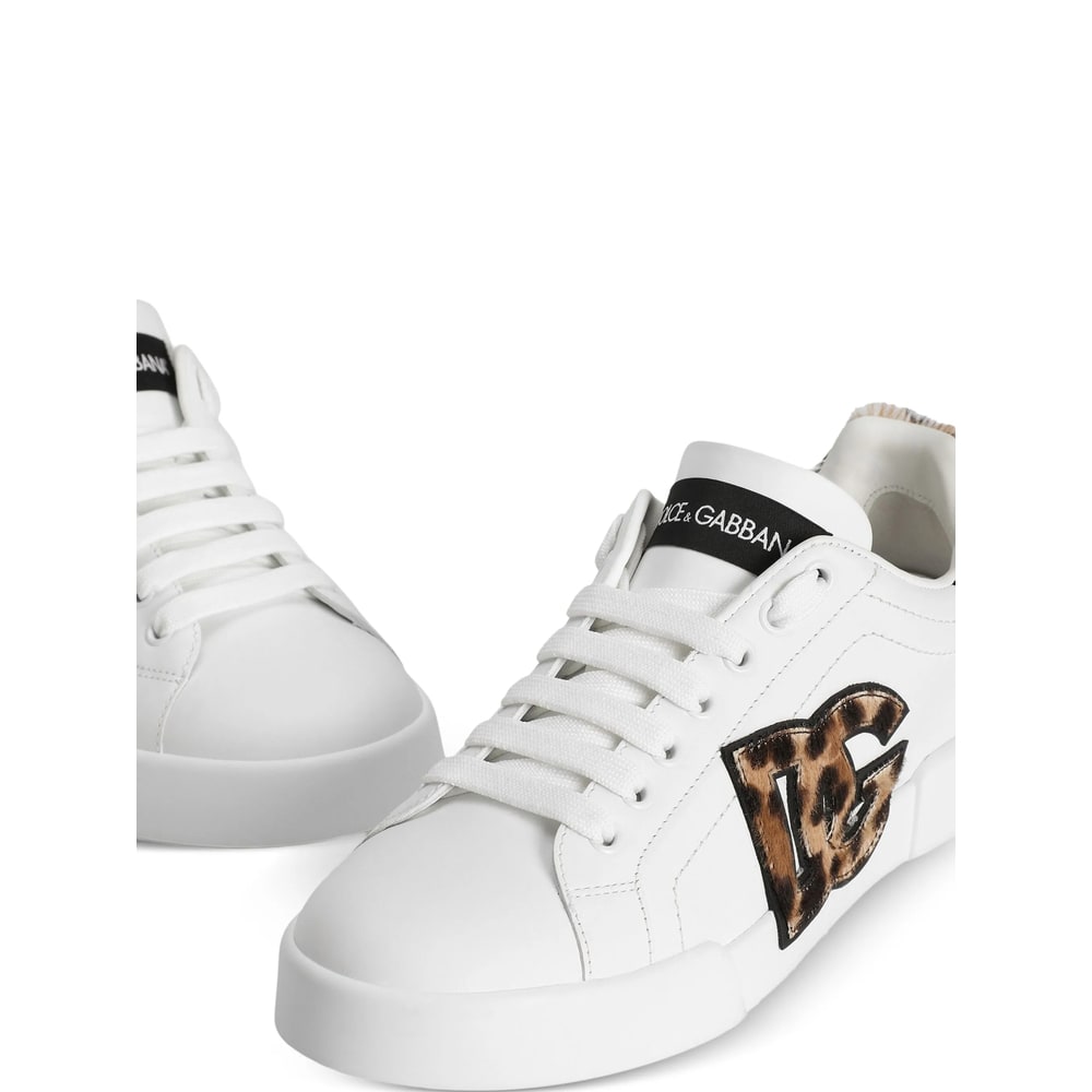 Dolce & Gabbana Portofino Light Strobel Nappa Calfskin Sneakers In White