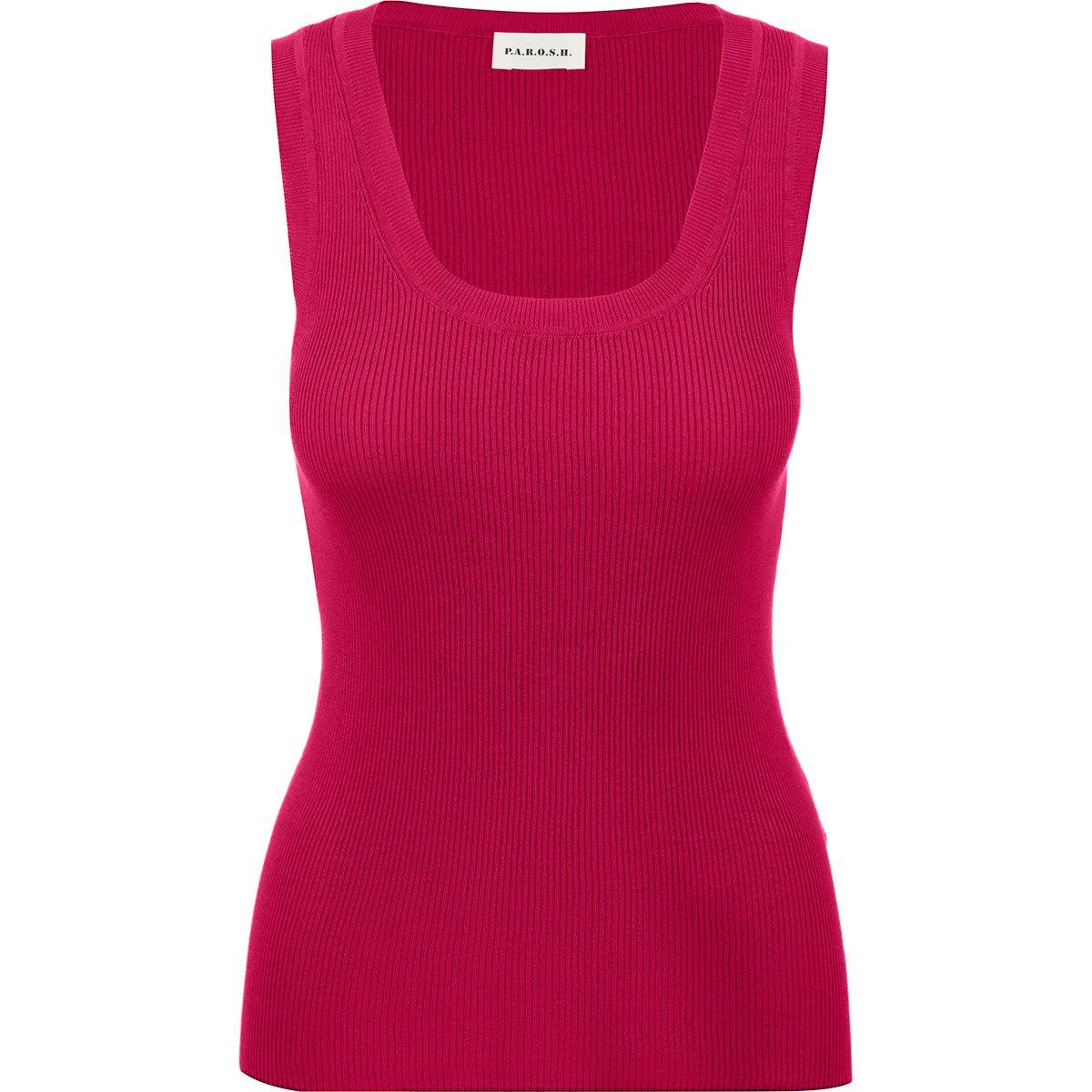 Shop P.a.r.o.s.h Scoop Neck Fine Ribbed Top