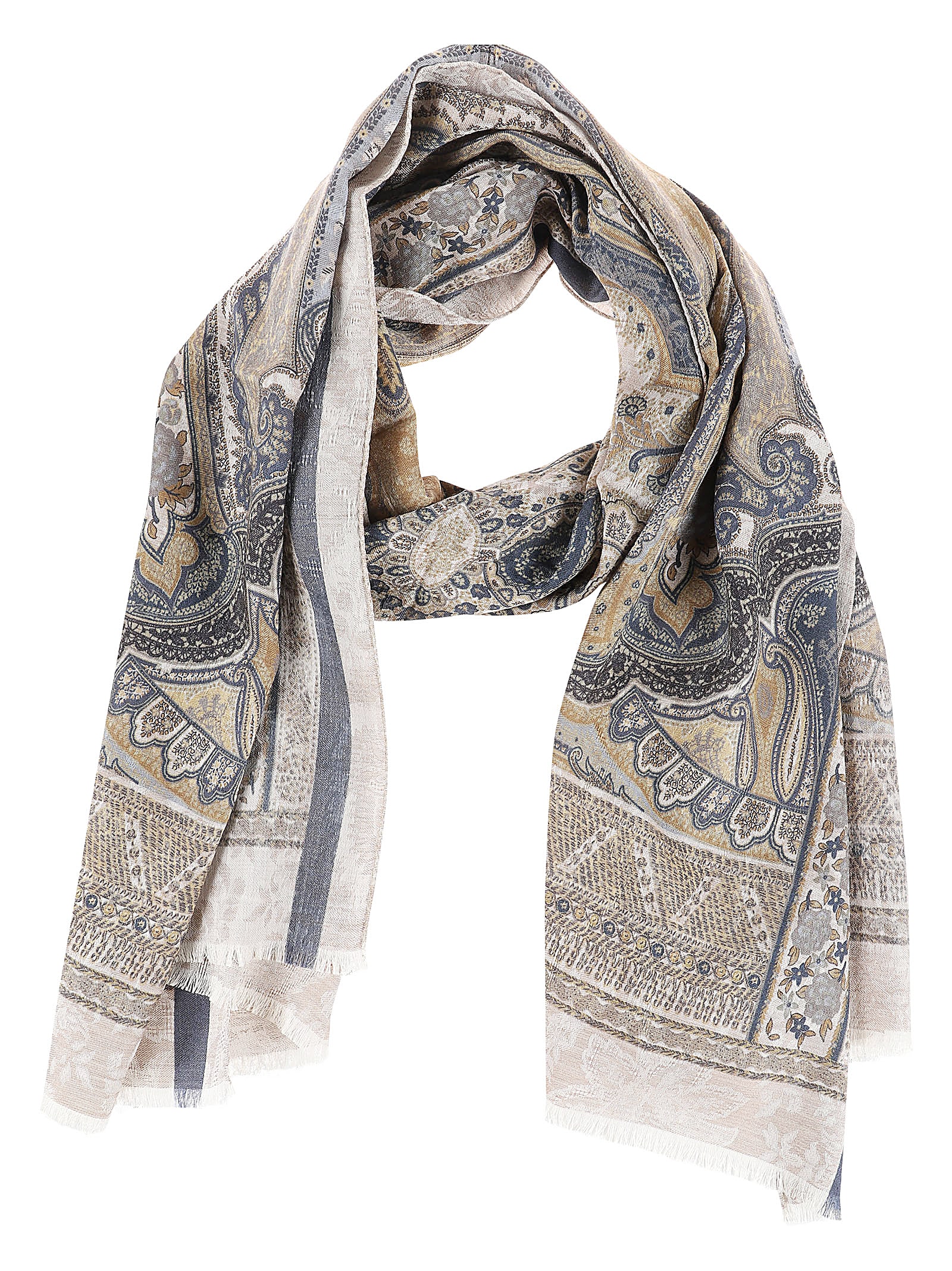 Shop Etro Scarf In Beige Fantasia