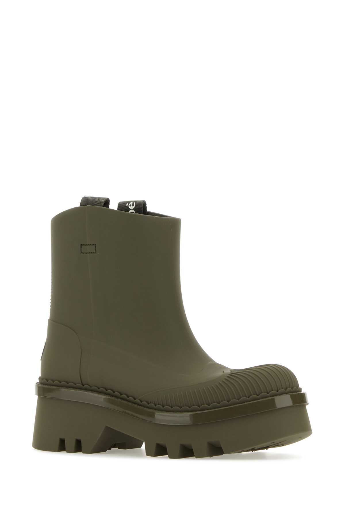 Shop Chloé Army Green Rubber Raina Ankle Boots In Grapeleaf