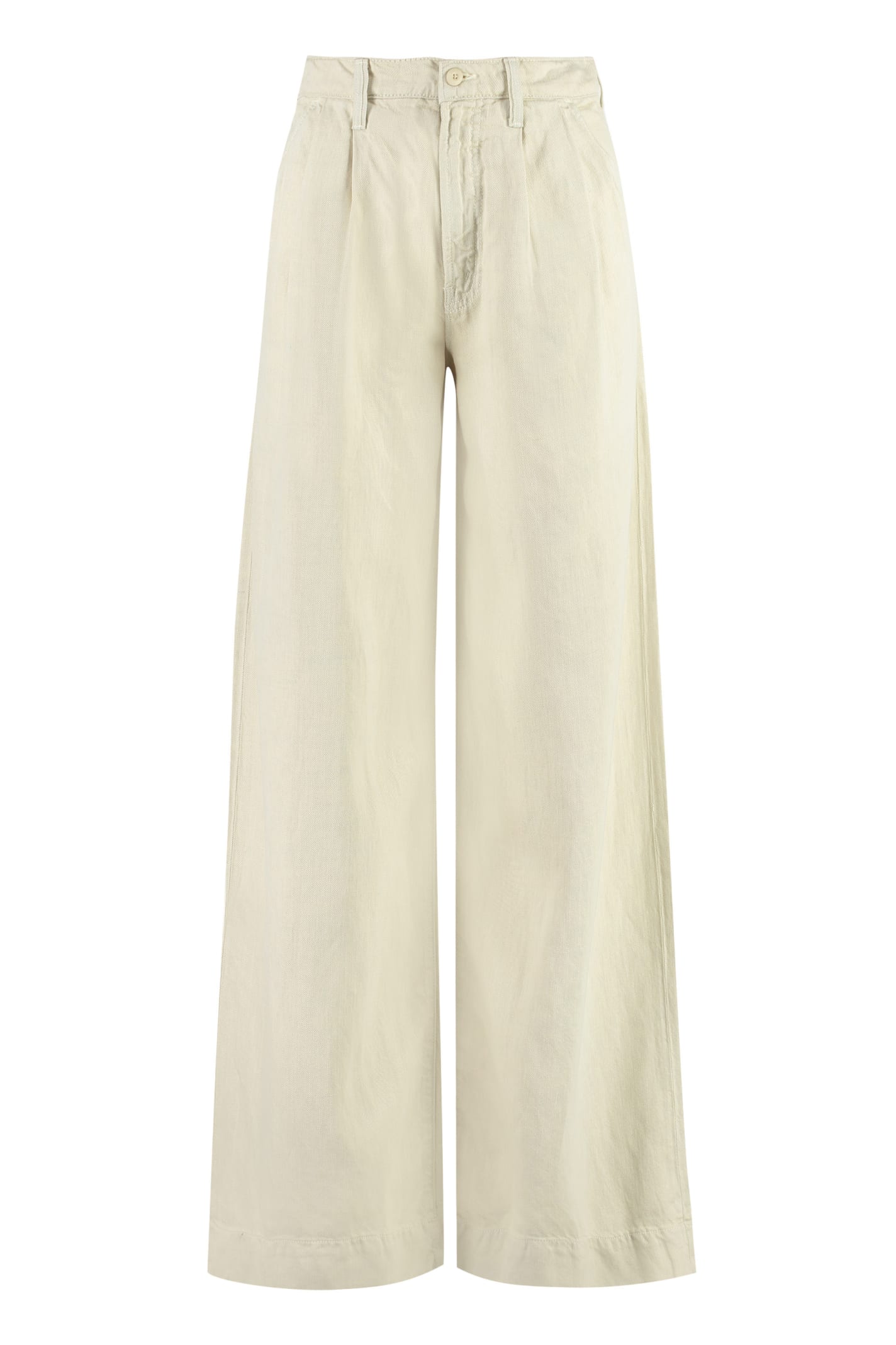 Shop Mother Pouty Prep Heel High-rise Trousers In Panna