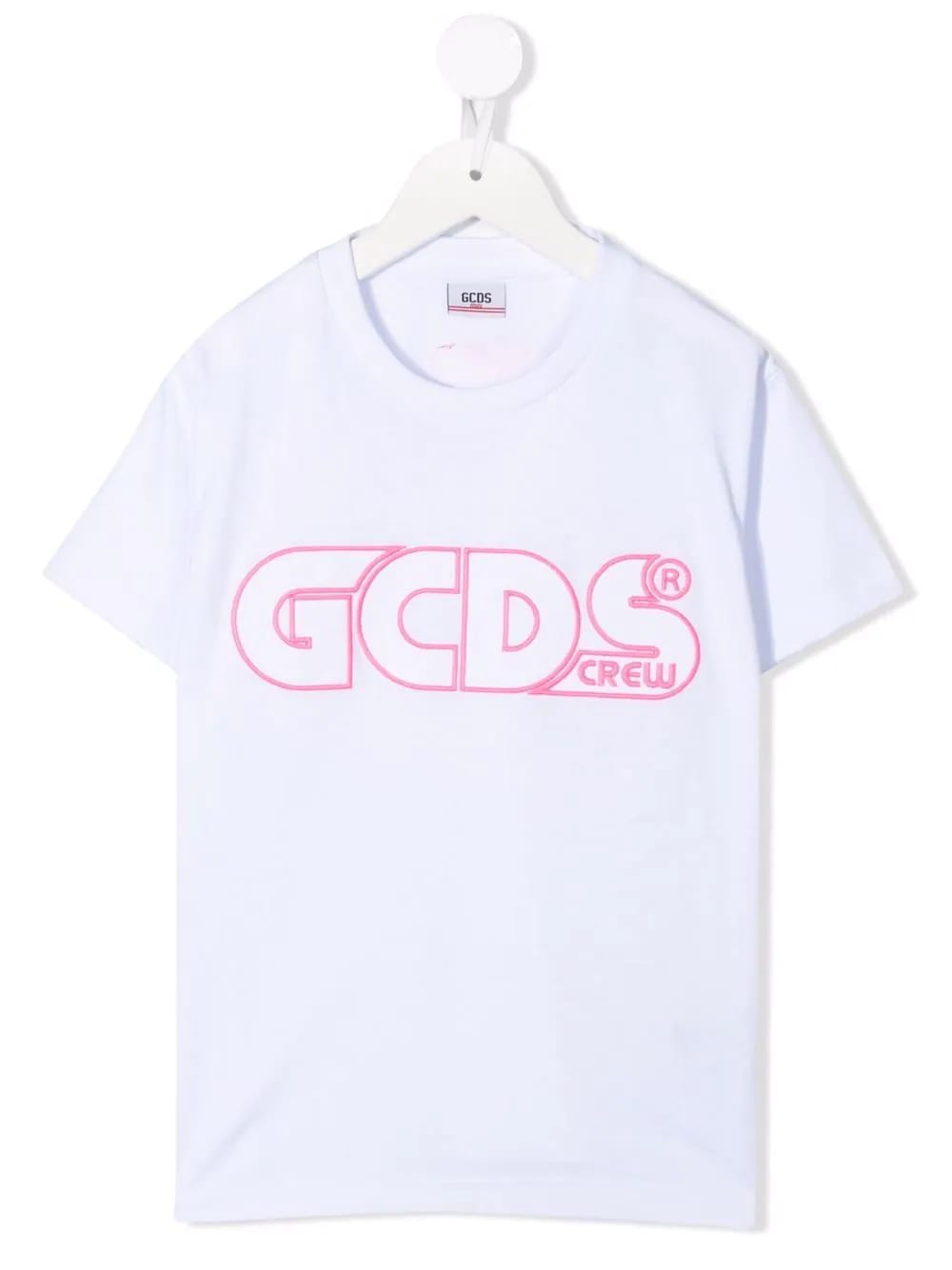GCDS Mini Kids White T-shirt With Pink Profiled Logo