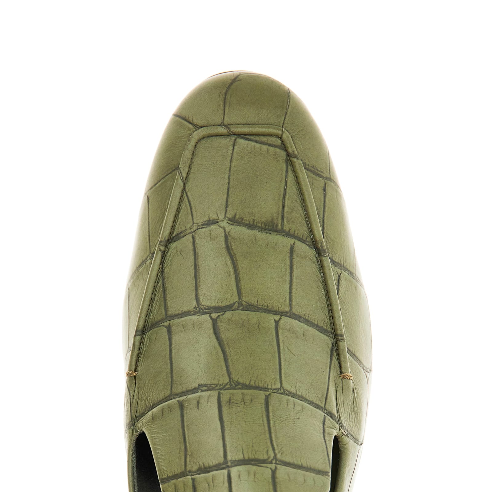 Shop Max Mara Accessori Laris Leather Loafers In Green