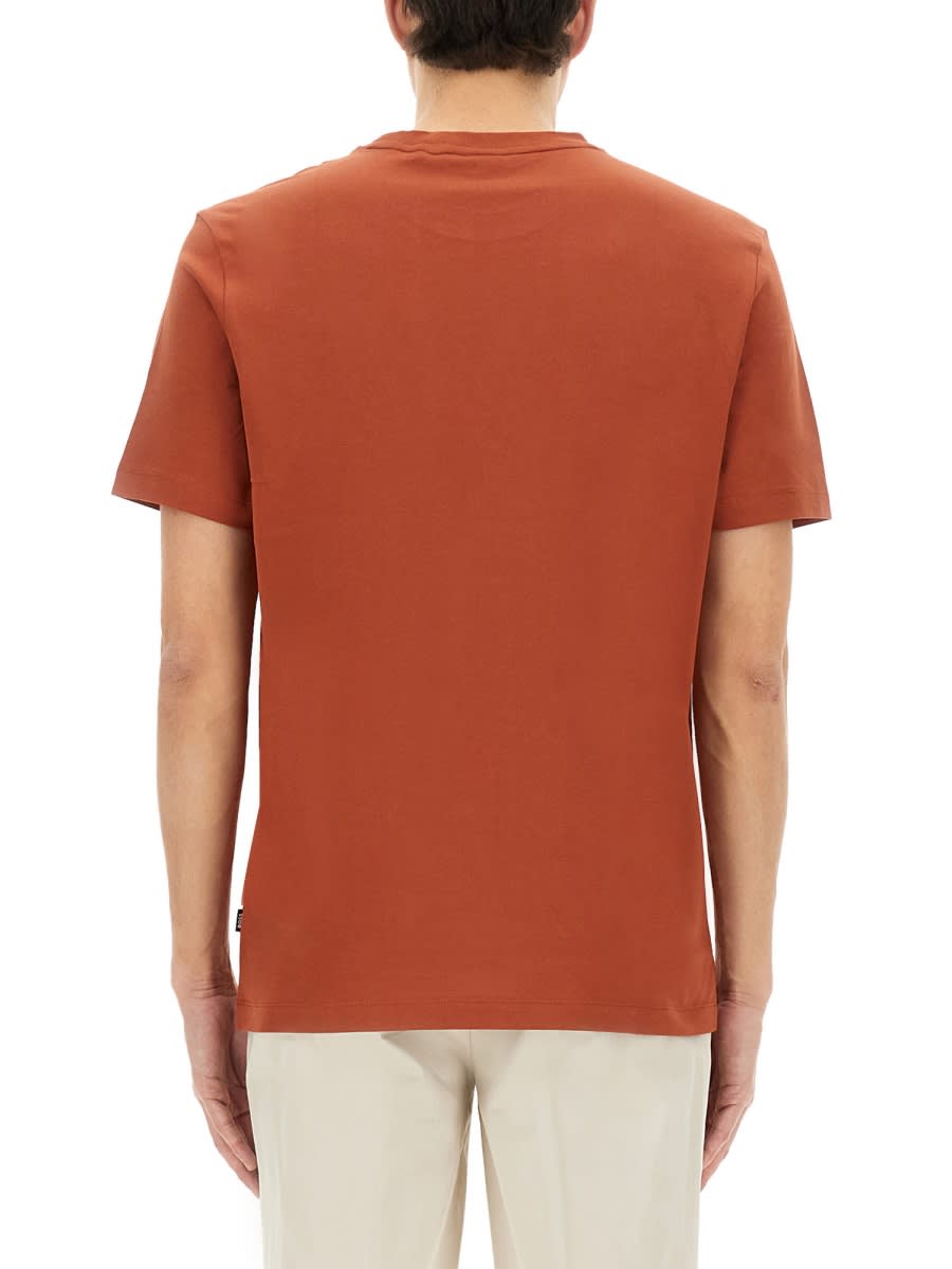 Hugo Boss Boss Tiburt 354 Logo Cotton Graphic T-shirt In Red