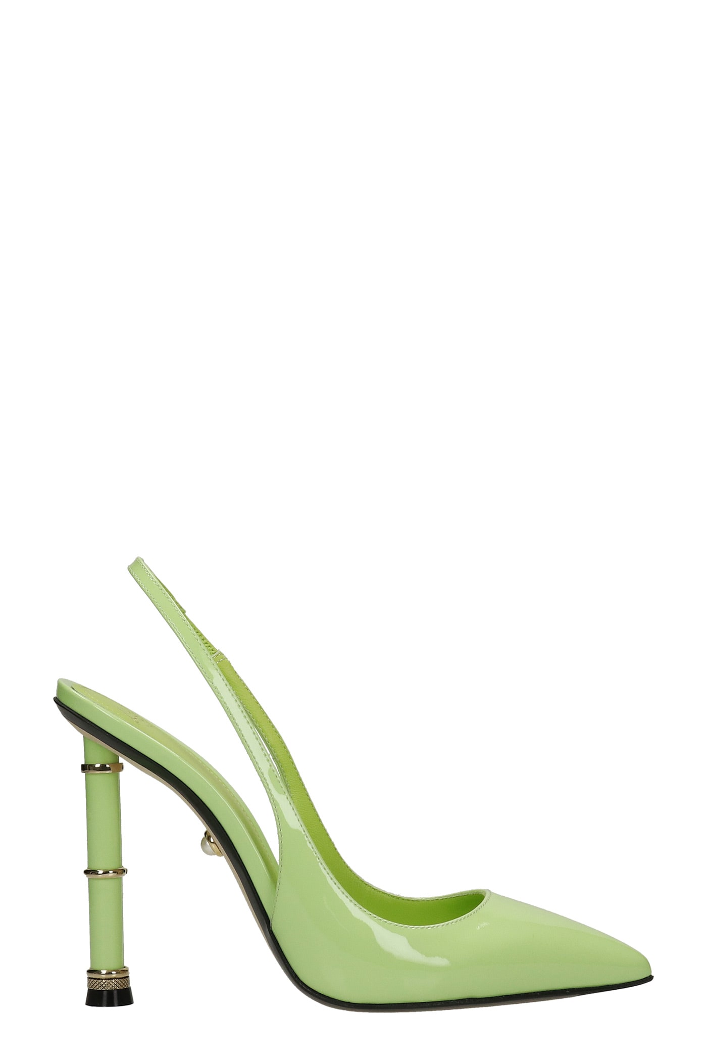 Alevì Valeria 110 Sandals In Green Patent Leather