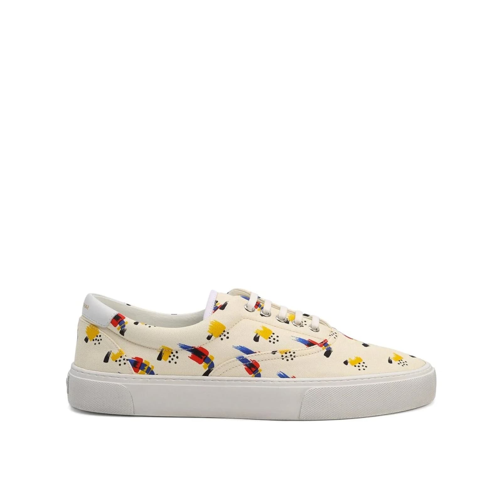 Shop Saint Laurent Printed Canvas Sneakers In White
