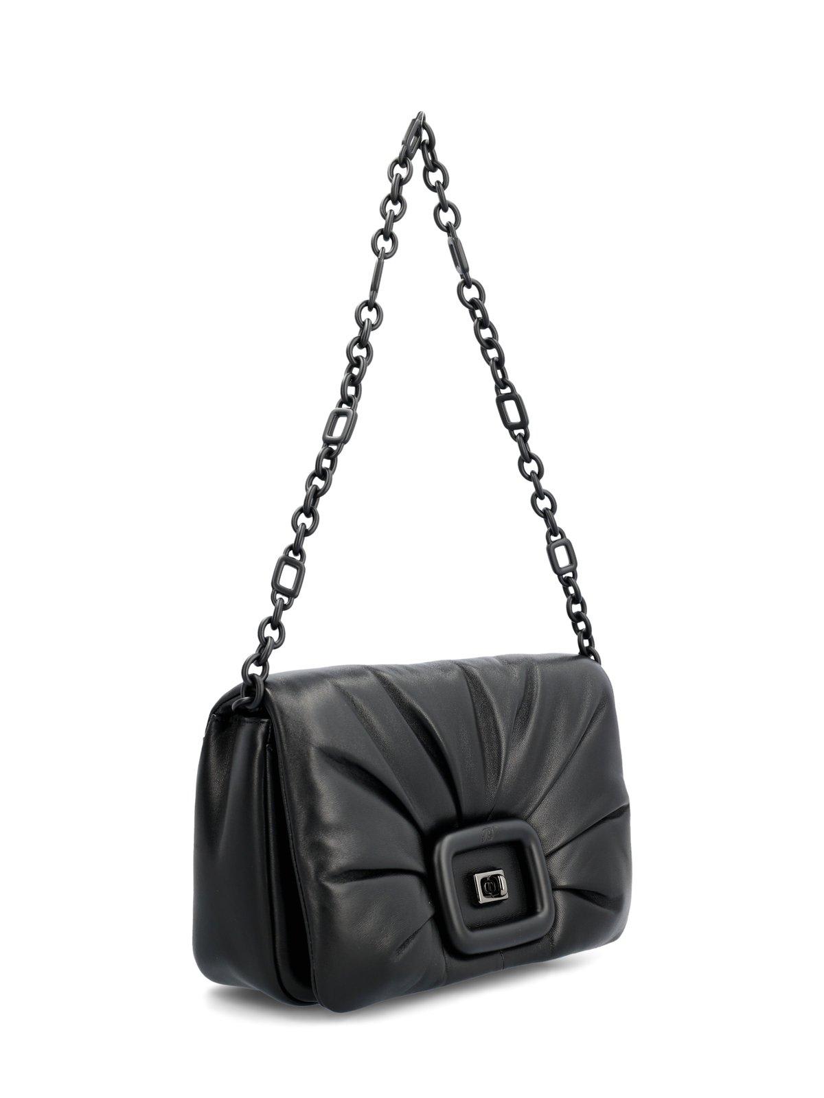 Shop Roger Vivier Viv Choc Shoulder Bag In Black