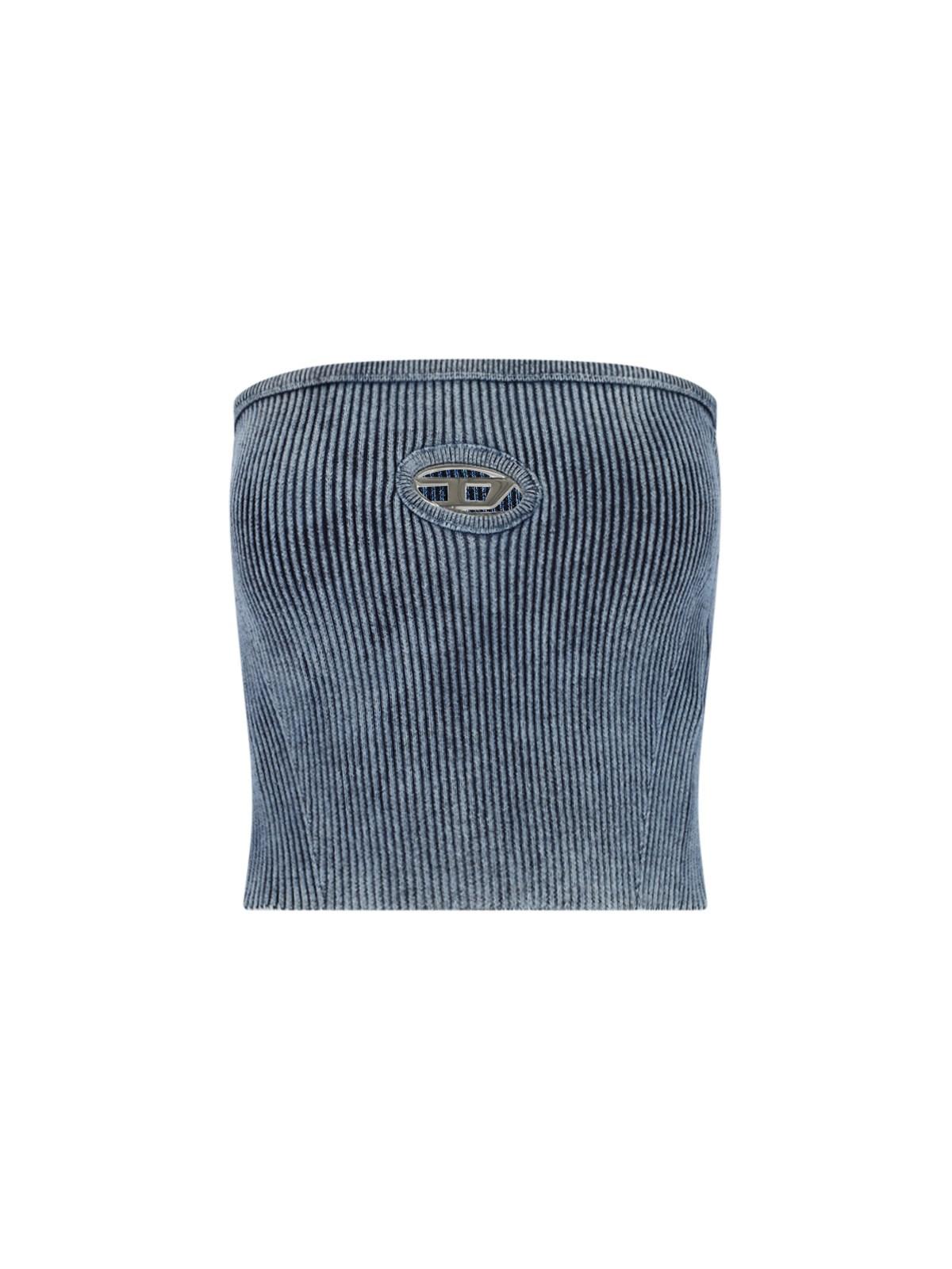 Shop Diesel M-clarksvillex-c Crop Top In Denim