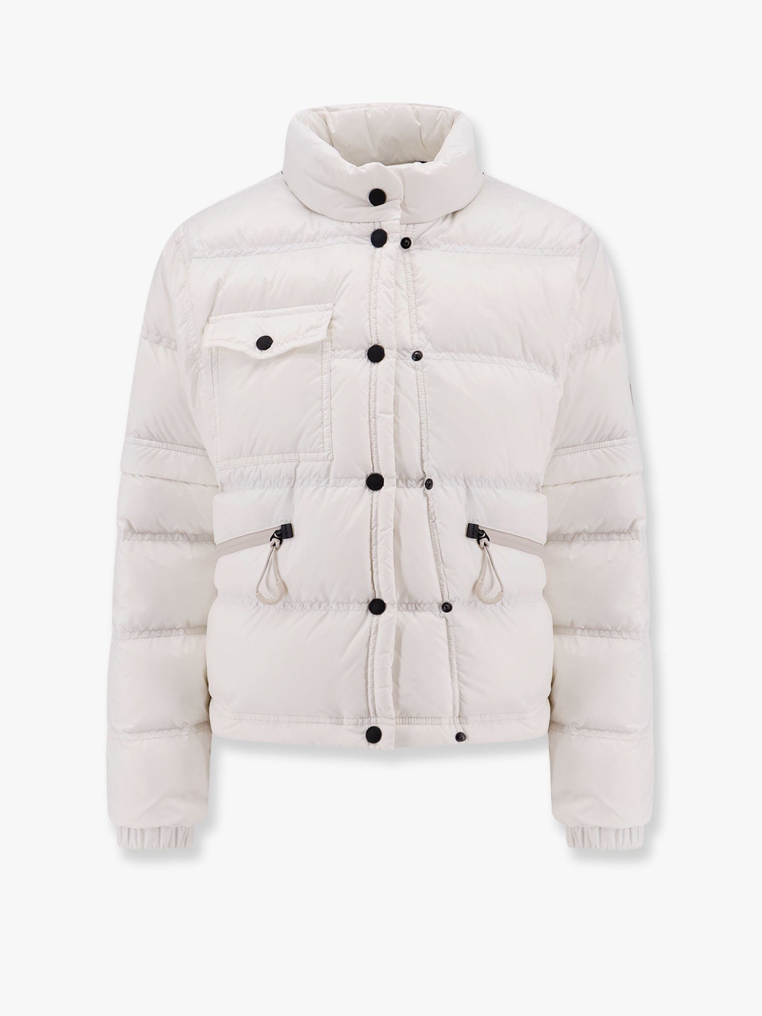 Moncler Grenoble 'mauduit' White Down Jacket With Logo Patch On The Sleeve In Tech Fabric Woman In White