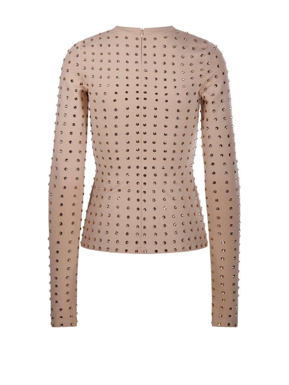 Sportmax All-over Embellished Crewneck Top In Nude