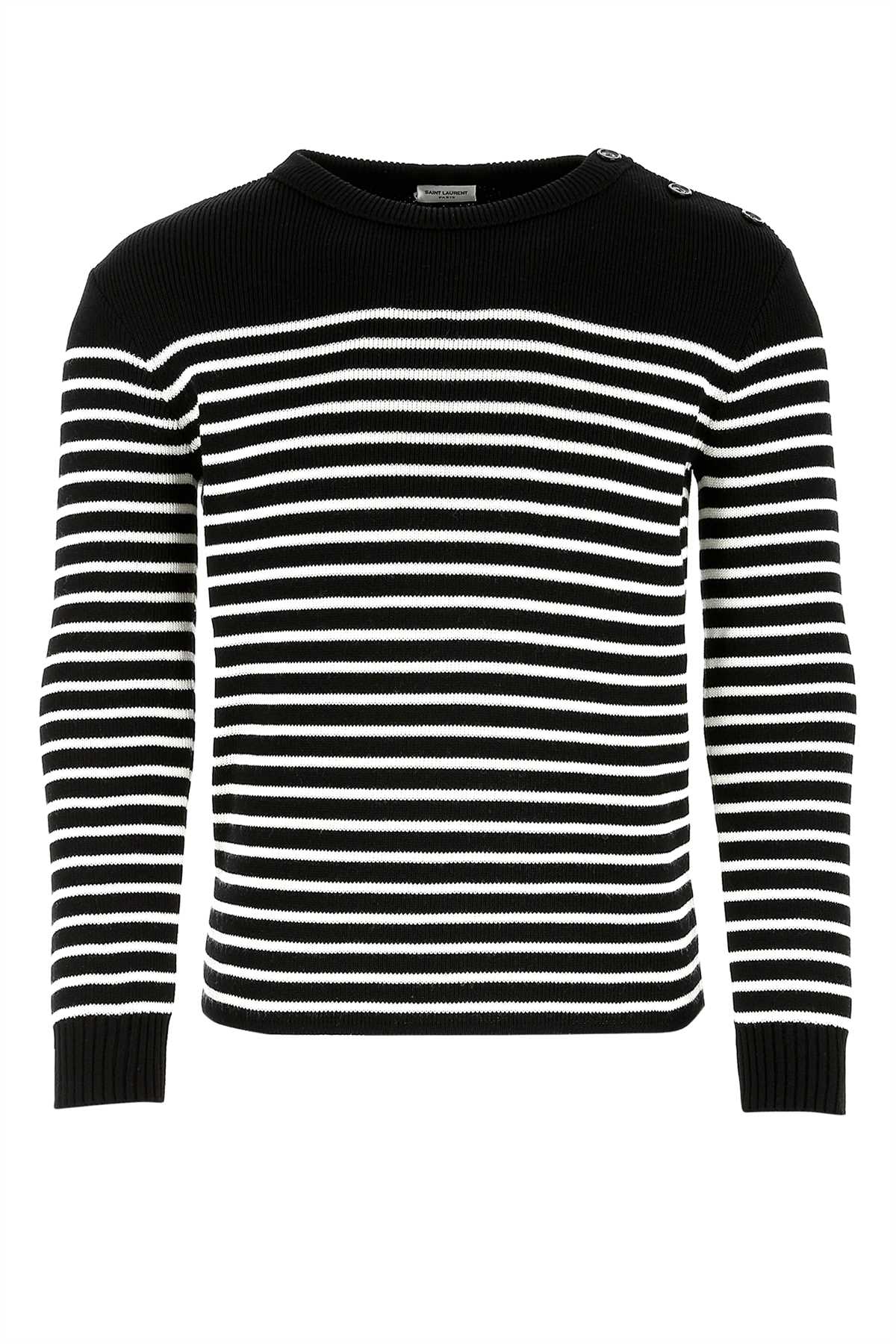 Shop Saint Laurent Embroidered Cotton Blend Sweater In 1095