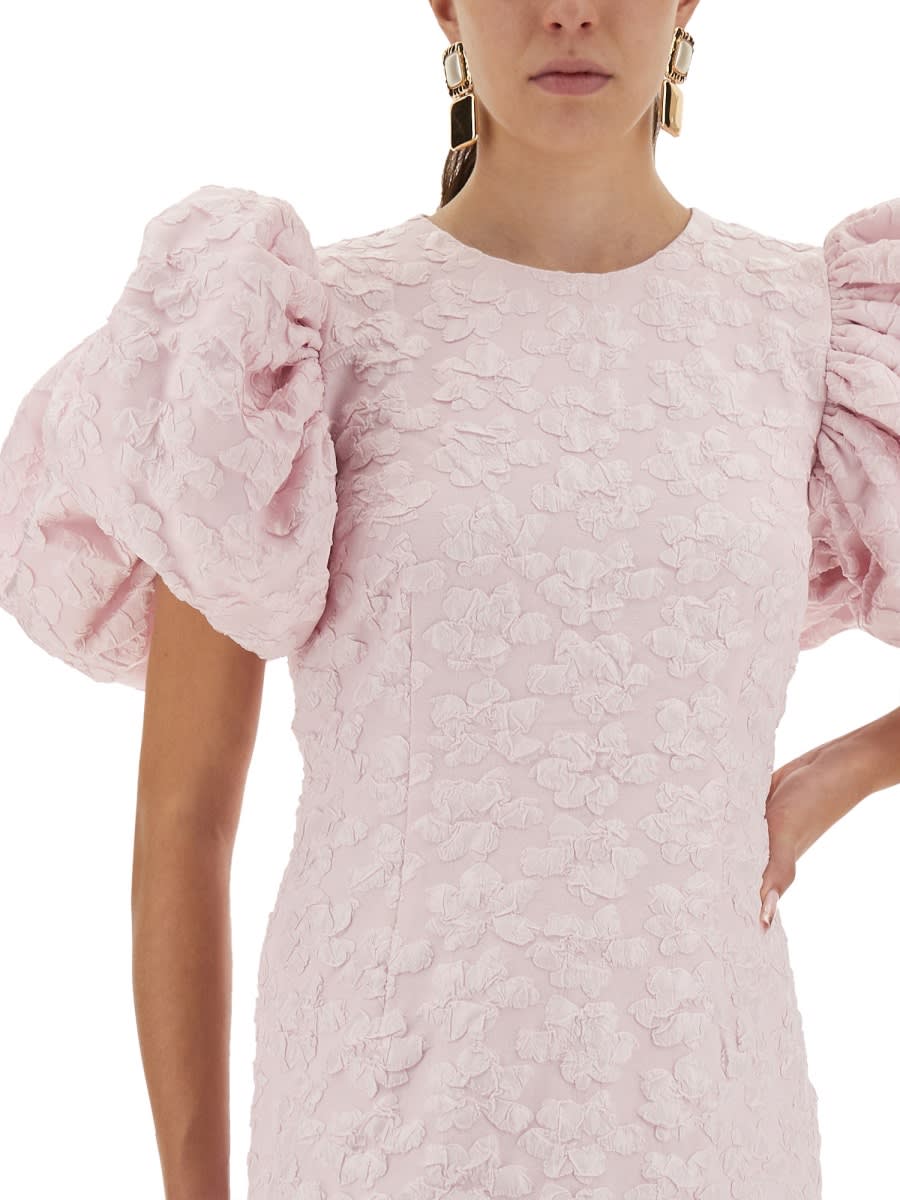 Rotate Birger Christensen Rotate Sunday Puffy Floral-jacquard Midi Dress In Pink