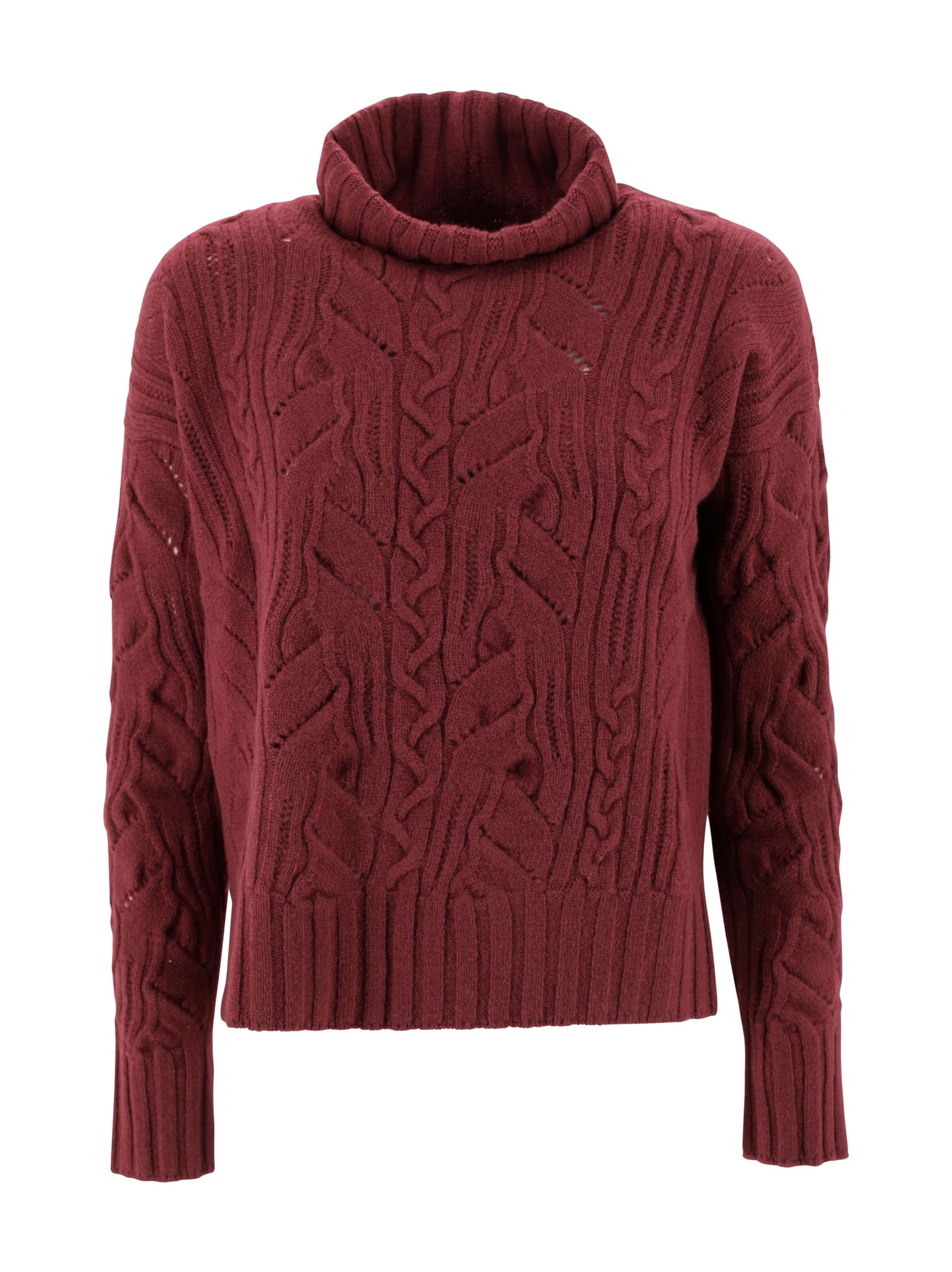 D Exterior Turtleneck Sweater In Red