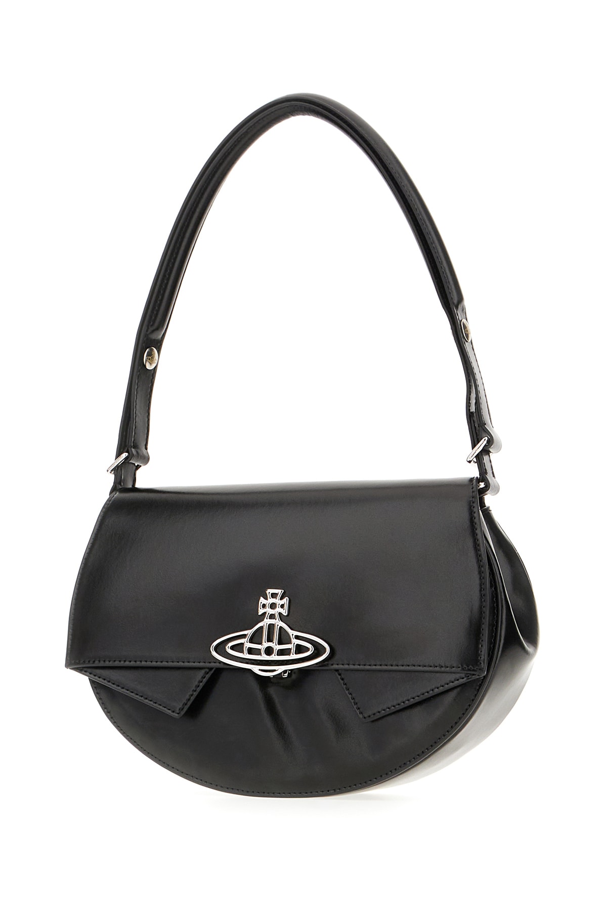 VIVIENNE WESTWOOD BLACK LEATHER SHOULDER BAG 