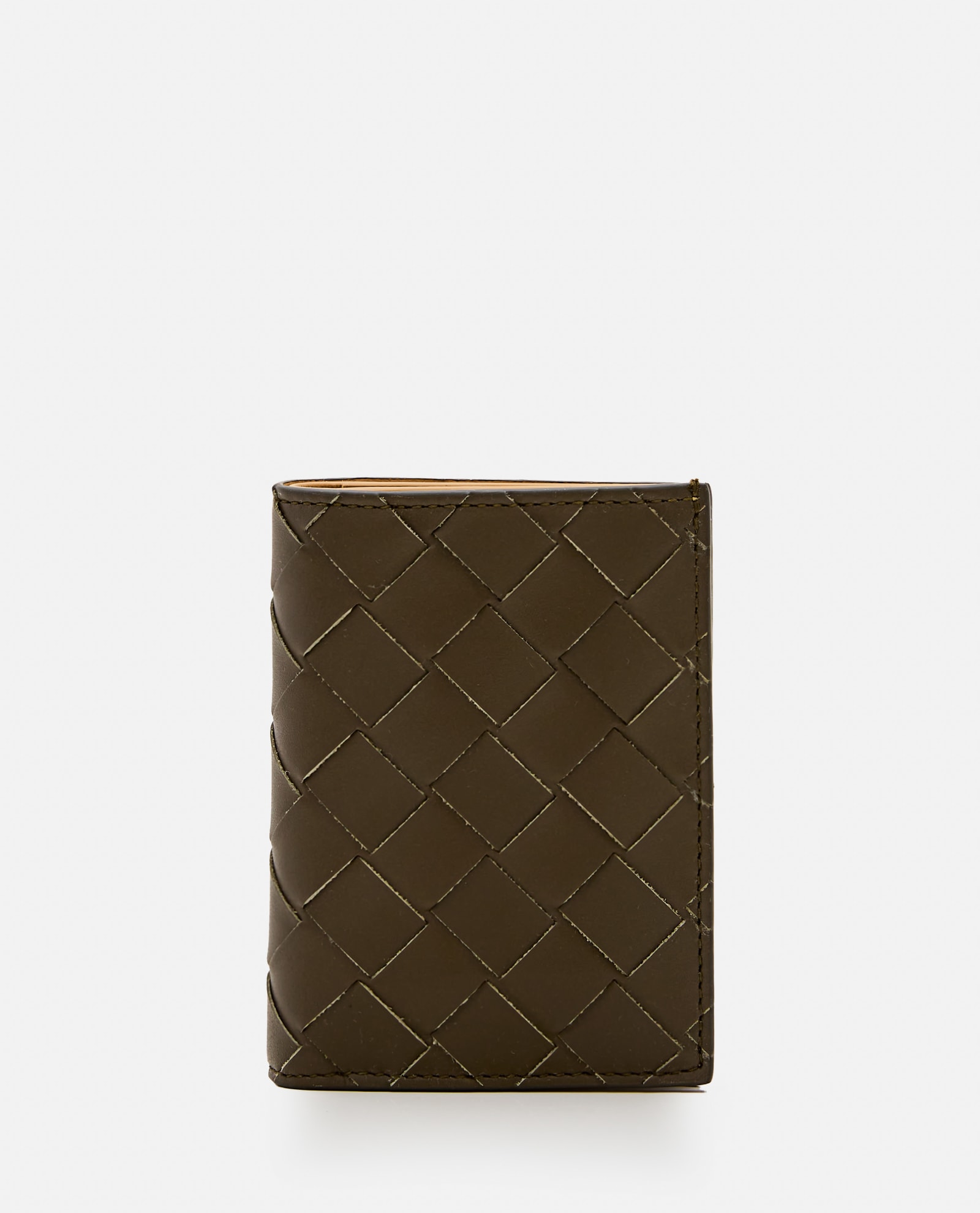 Shop Bottega Veneta Intrecciato Leather Card Case In Brown